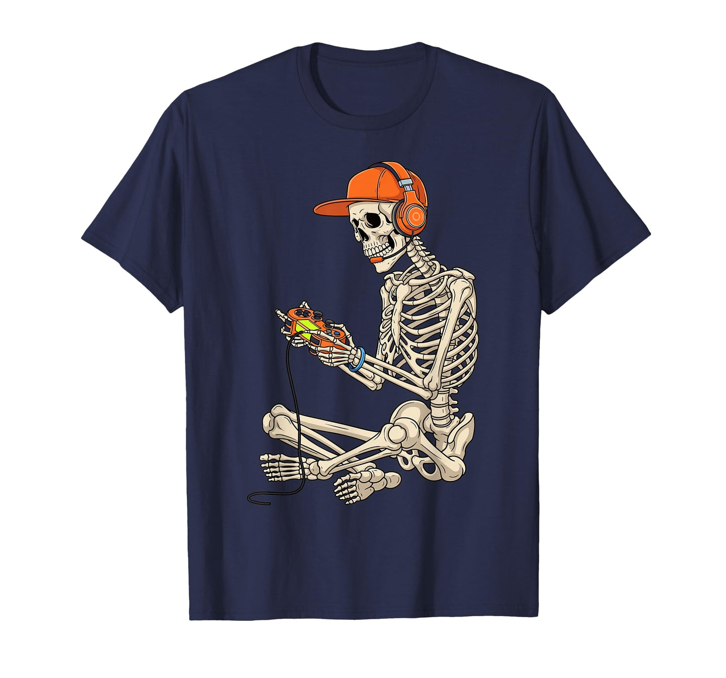 Skeleton Gaming Headset Halloween Gamer Skull Joystick T-Shirt