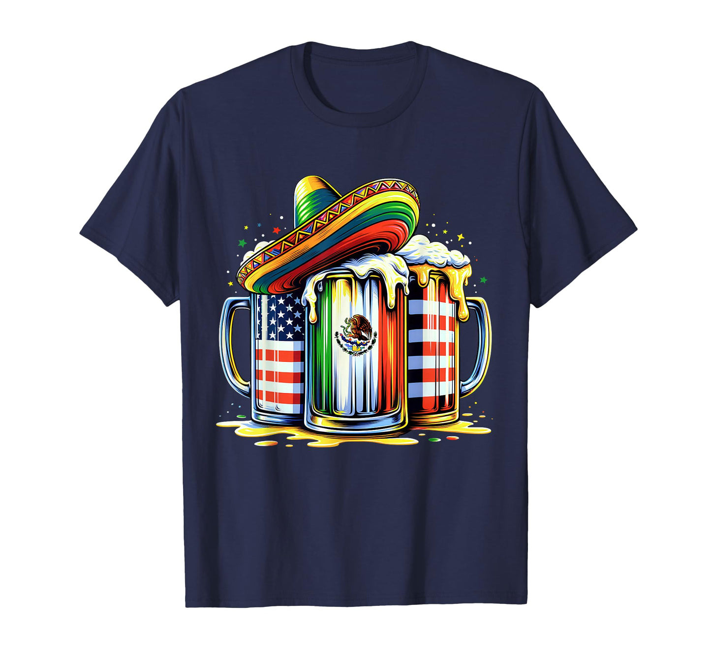 Beer Mexican USA Flag Cinco de Mayo Drinking Party Men Women T-Shirt