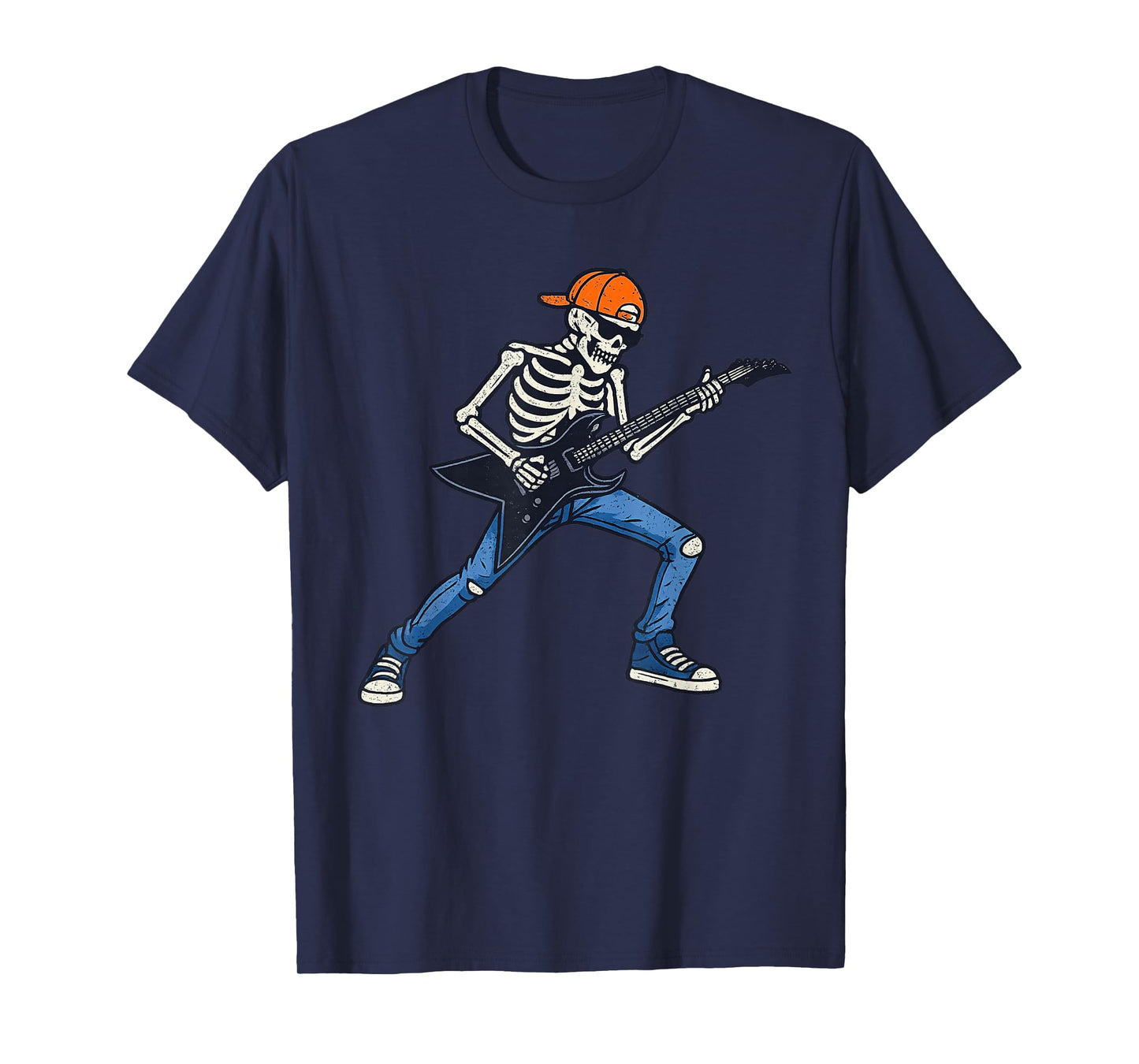 Vintage Halloween Skeleton Guitar Rock Funny Spooky Costume T-Shirt