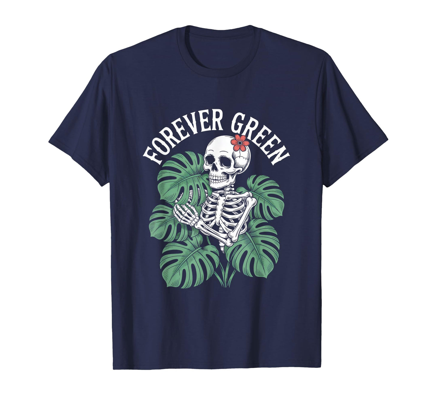 Halloween Skeleton Monstera Forever Green Botanical T-Shirt