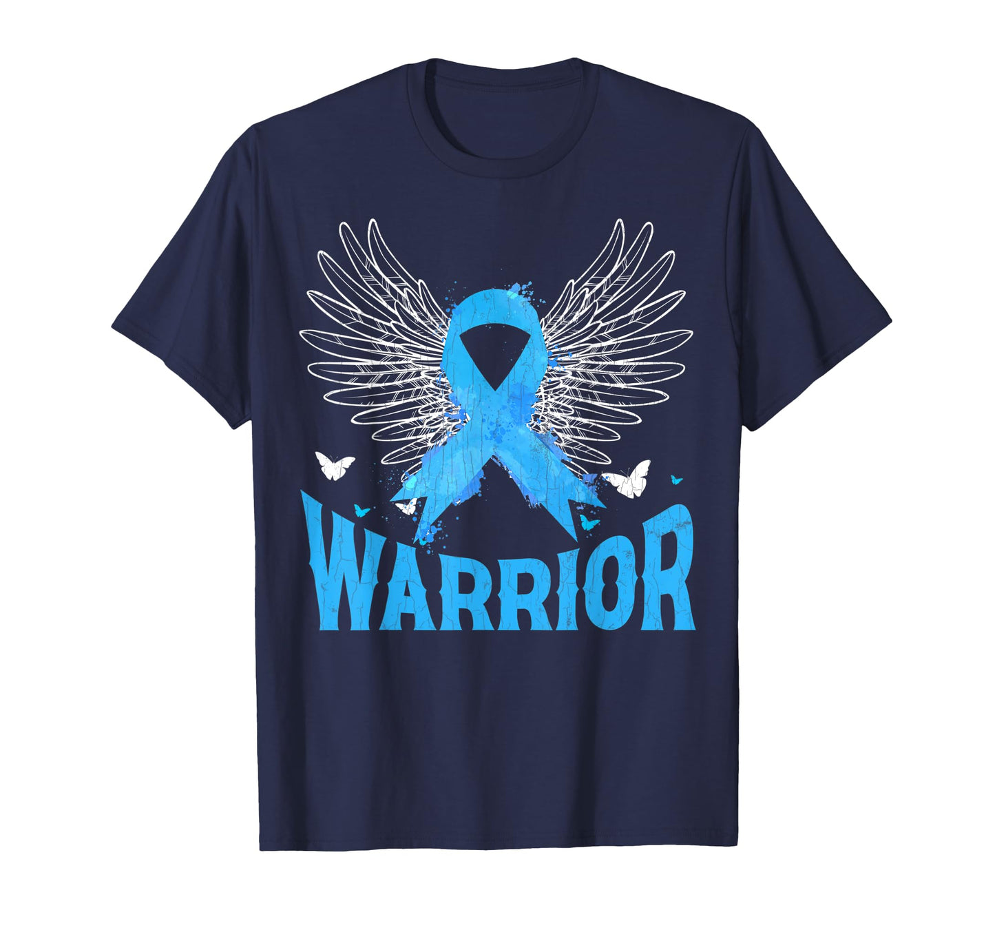 Mens Warrior USA Flag Prostate Cancer Awareness Blue Graphic T-Shirt