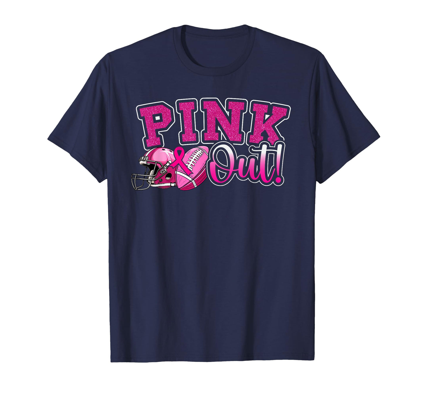 Pink Out Football Breast Cancer Awareness Sport Cheer Women T-Shirt