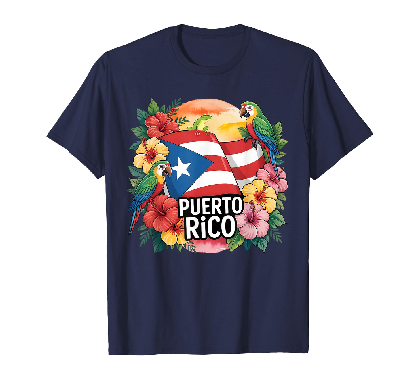 Puerto Rico Flag Frog Tee Colorful Island Pride Design T-Shirt
