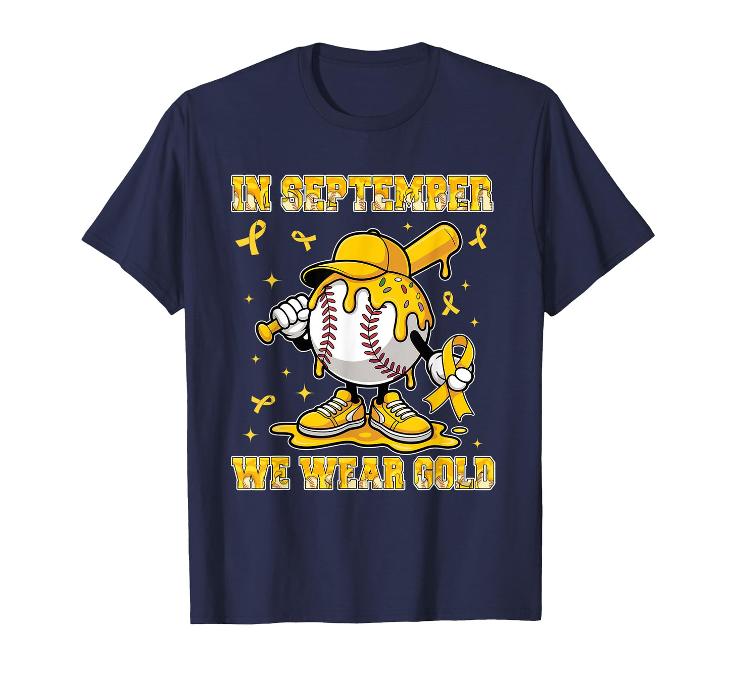 in September We Wear Gold Baseball Childhood Cancer Kids T-Shirt