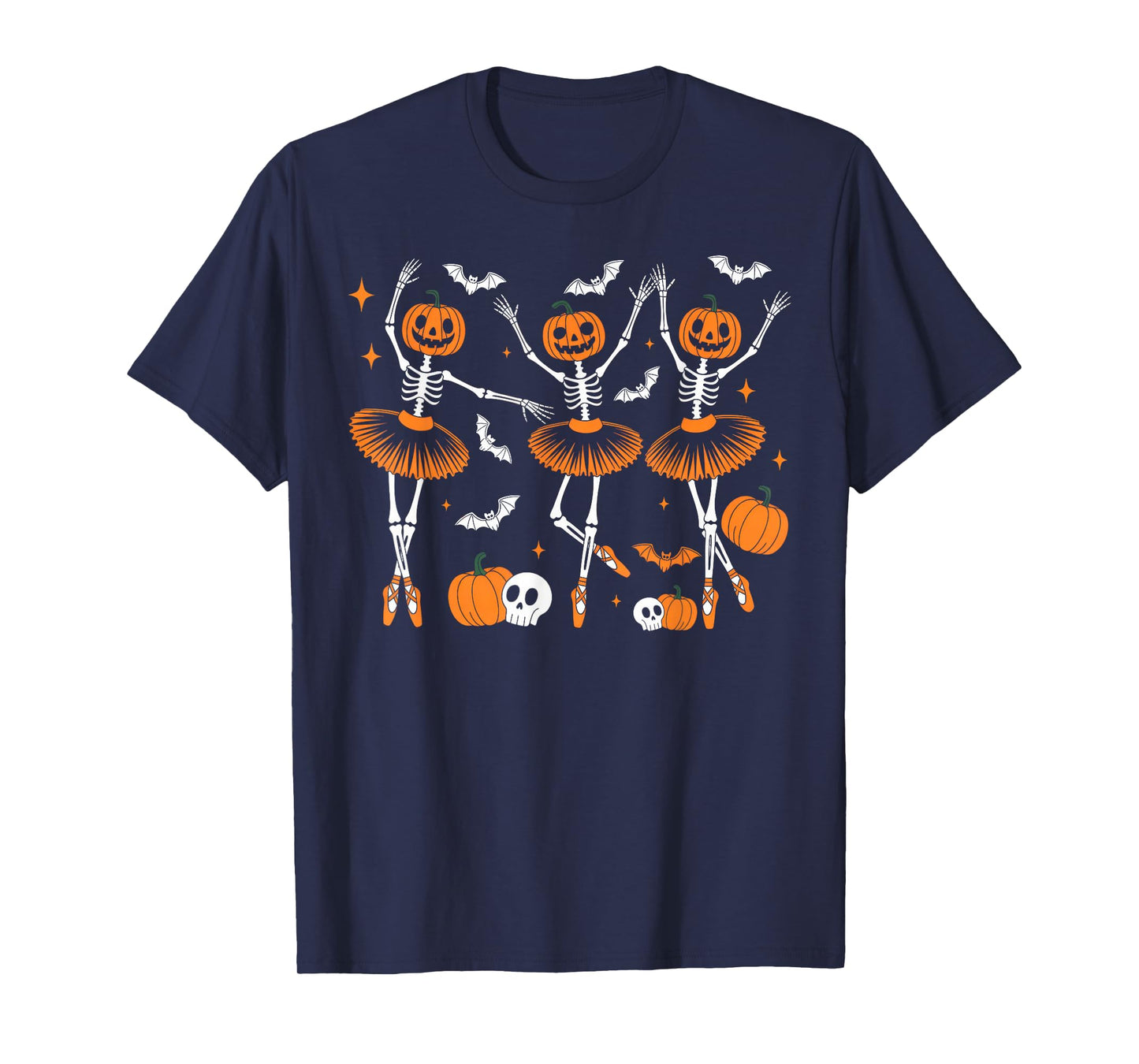 Ballet Pumpkin Skeleton Scary Halloween Men Women Boys Girl T-Shirt