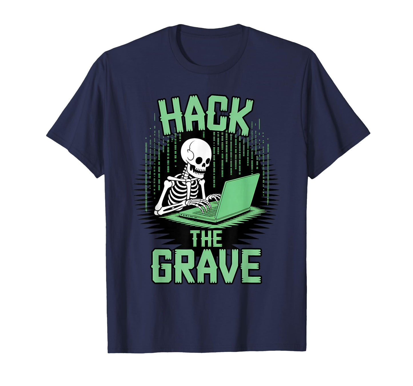 Skeleton Hacker Funny Tech Geek Halloween T-Shirt