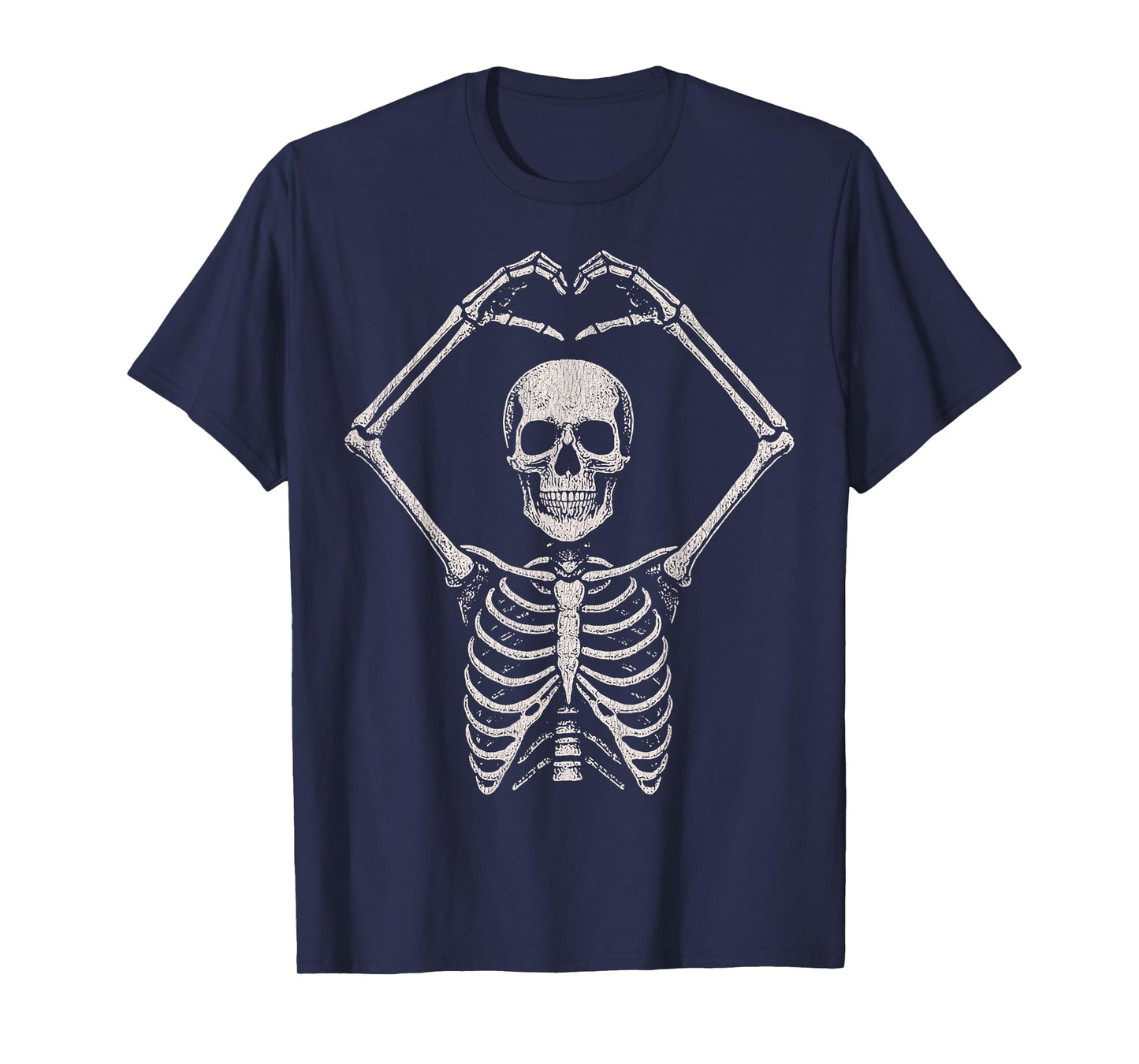 Vintage Skeleton Heart Funny Cute Halloween Retro Men Women T-Shirt