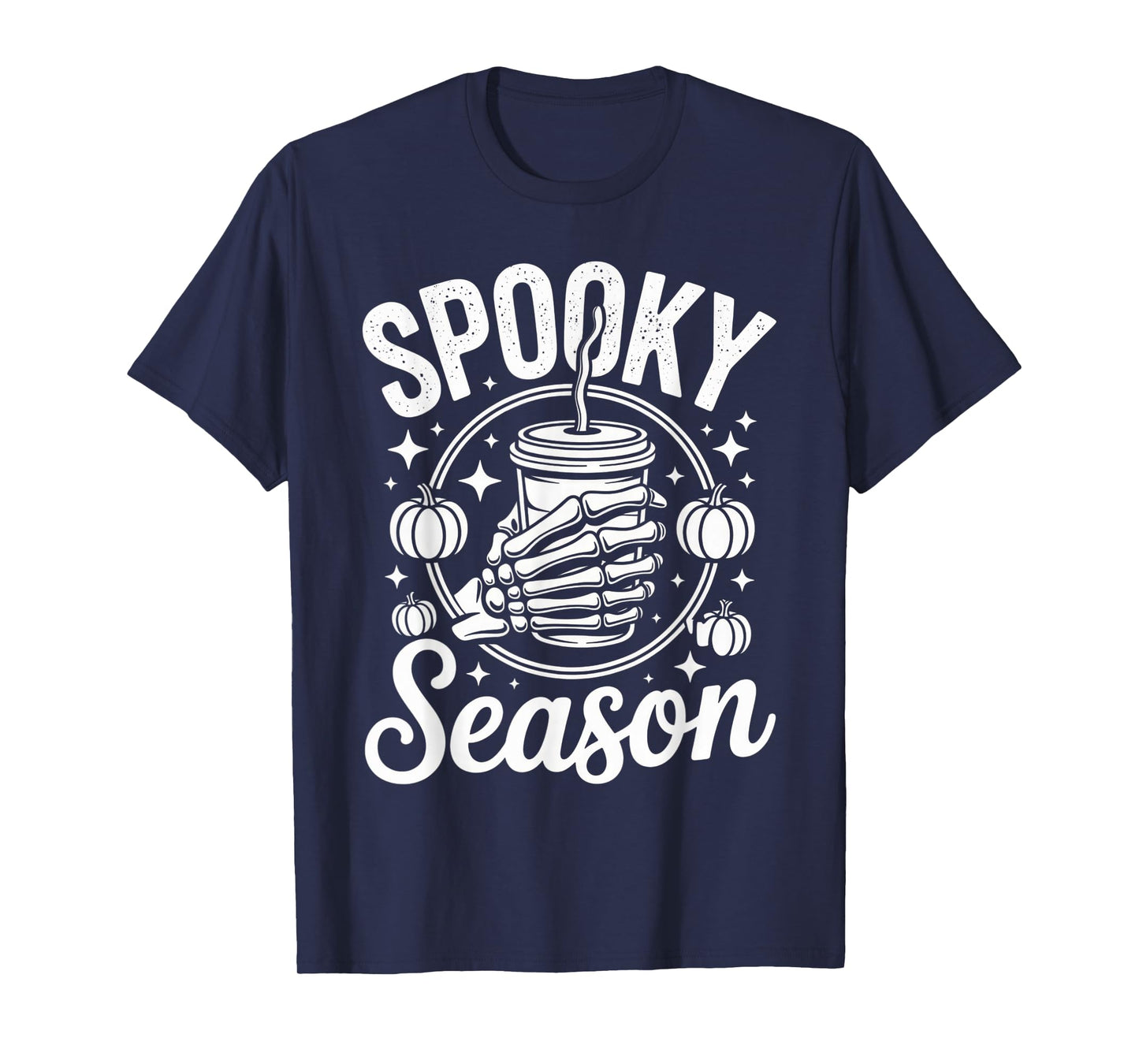 Spooky Season Halloween Skeleton Coffee Lovers Chill Vibes T-Shirt