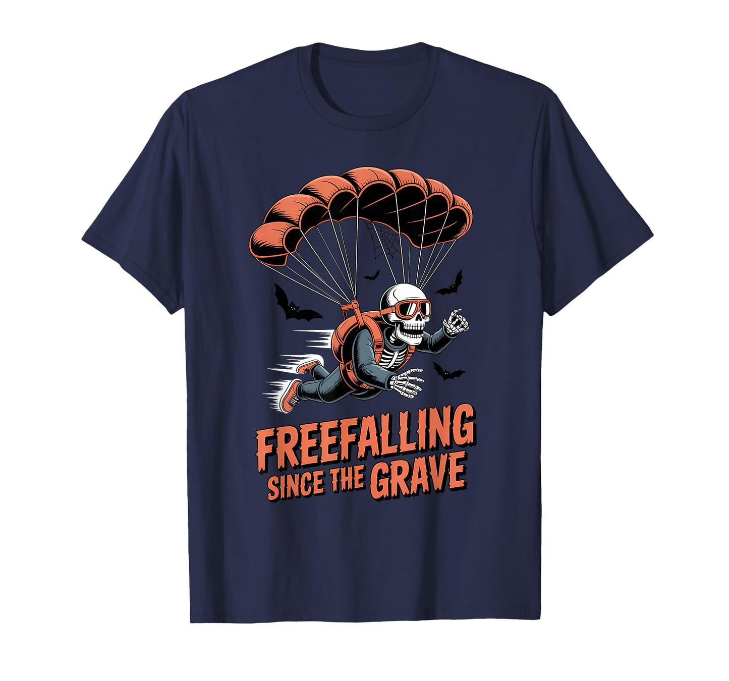 Skeleton Skydiver Halloween Funny Spooky Parachute T-Shirt