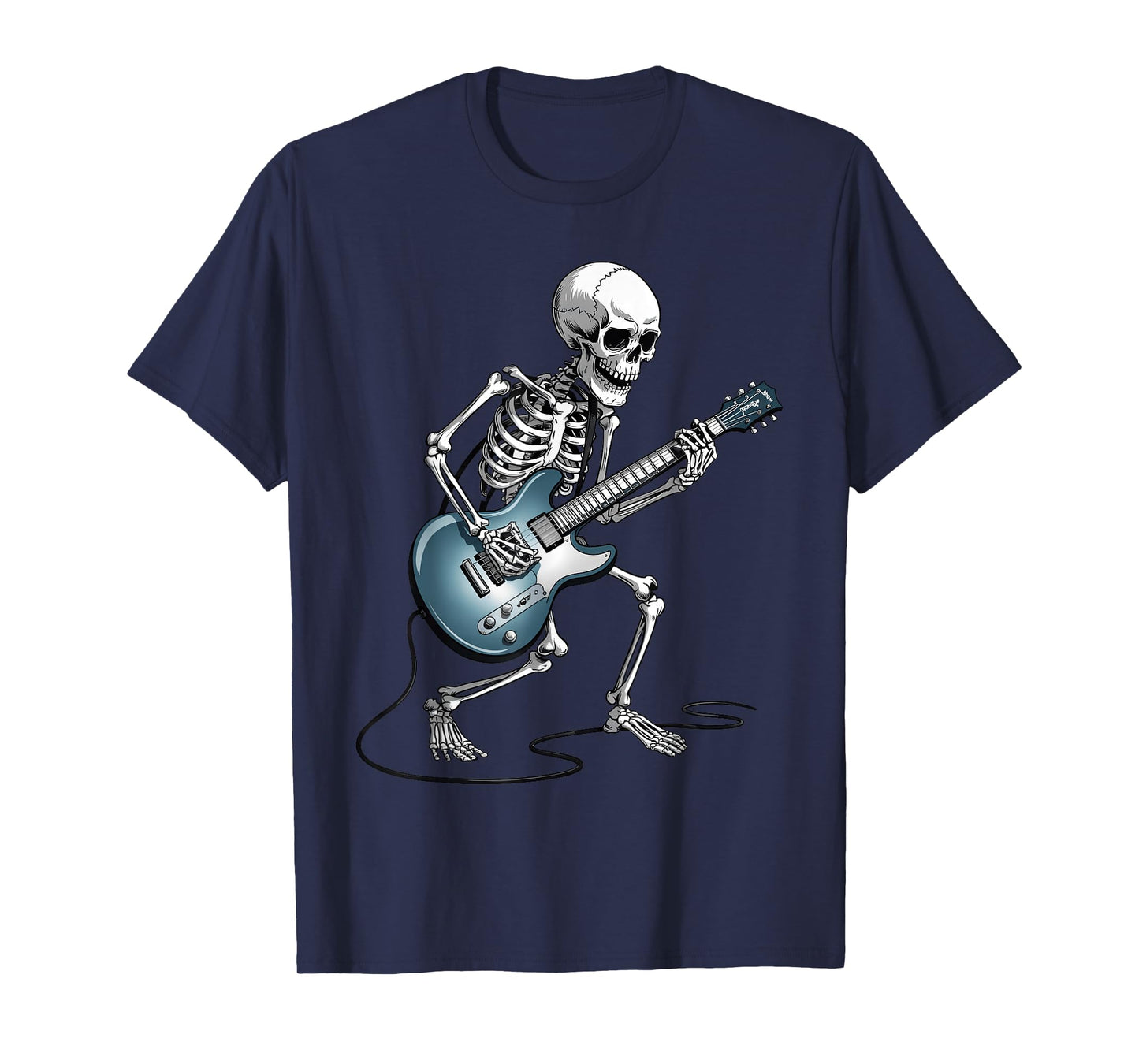 Skeleton Playing Guitar Kids Halloween Rock and Roll Costume T-Shirt