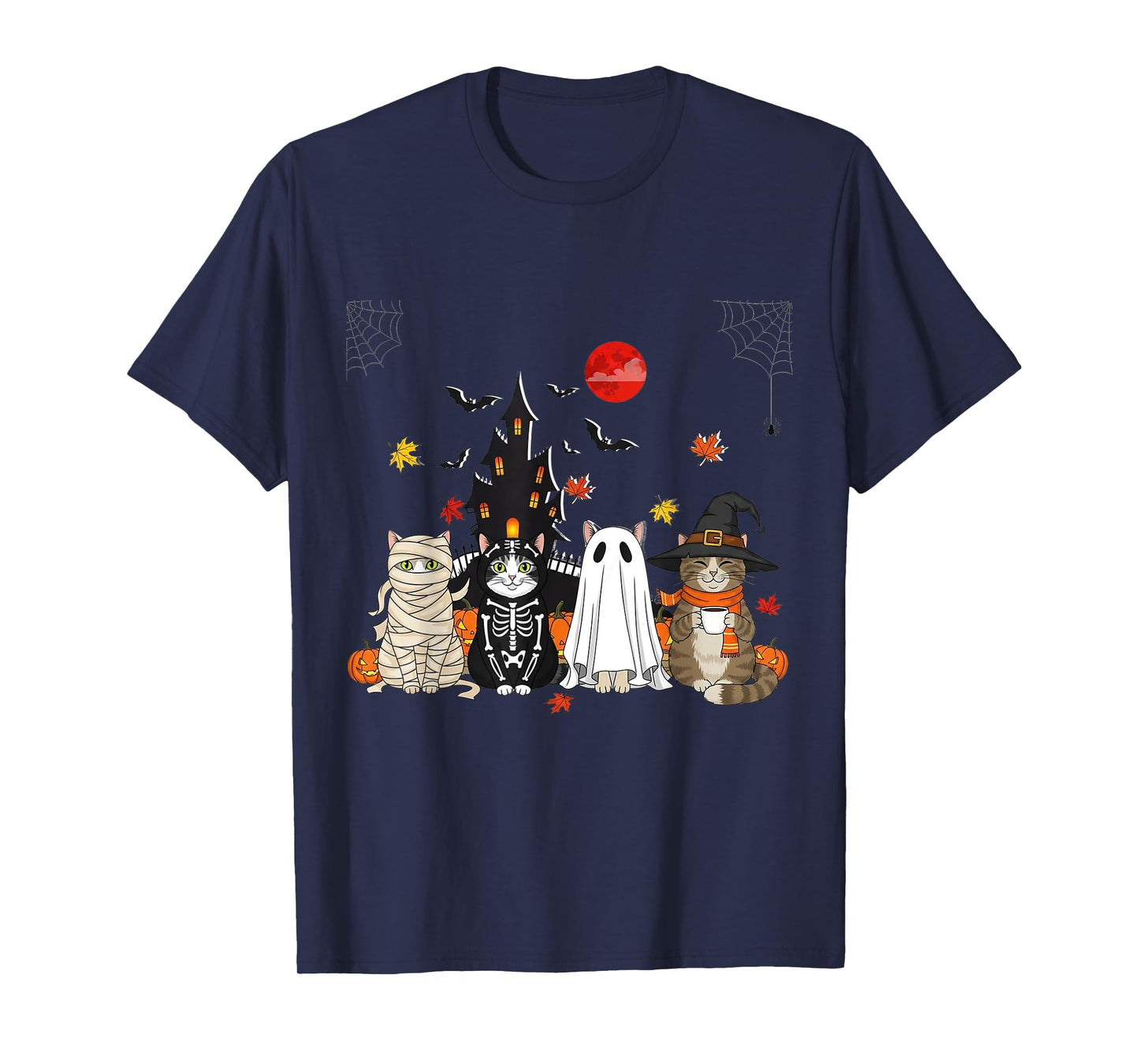 Retro Black Cat Pumpkin Halloween Costume Fall Autumn Season T-Shirt