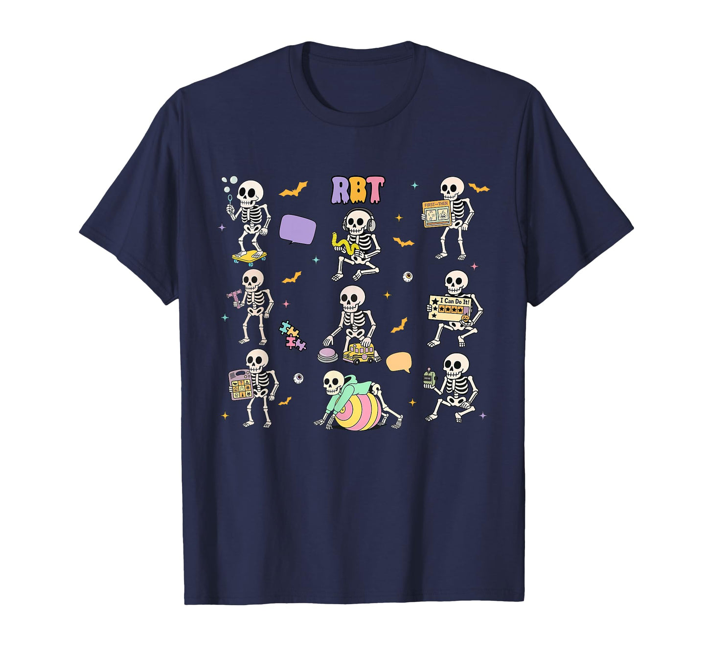 Spooky Skeleton RBT Registered Behavior Technician Halloween T-Shirt