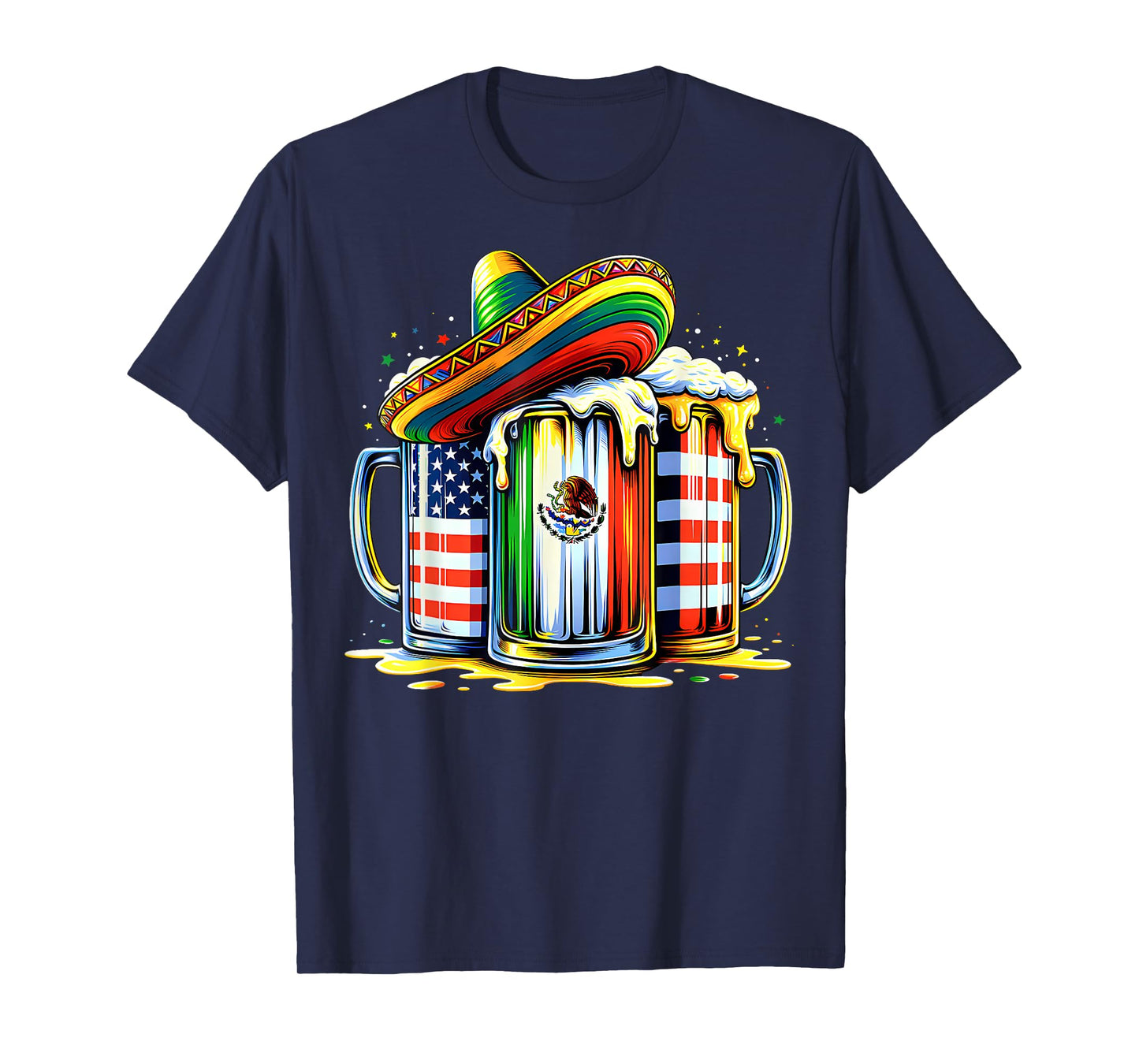 Beer Mexican USA Flag Cinco de Mayo Drinking Mexican Party T-Shirt
