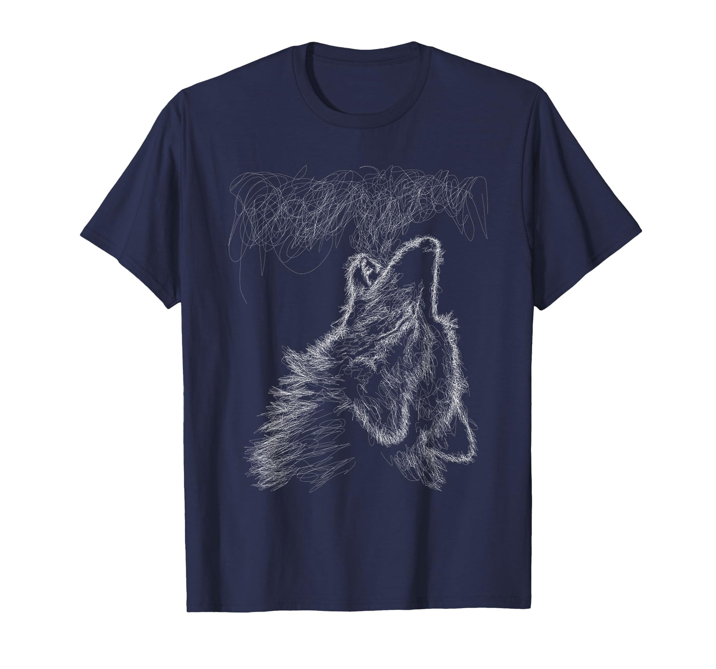 wolf howling scribble head art sketch for lover wolves wild T-Shirt