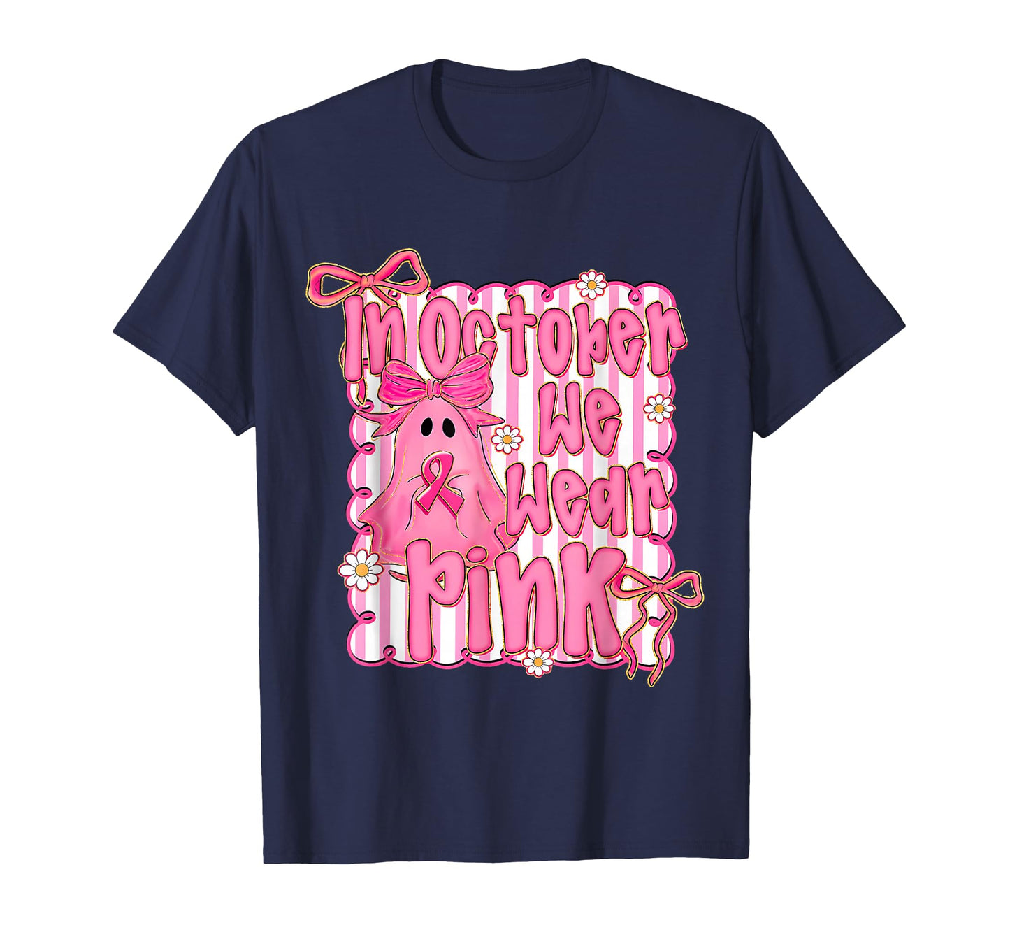 In October We Wear Pink Breast Cancer Awareness Halloween T-Shirt