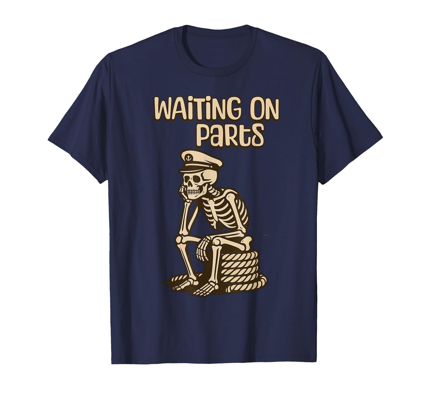 Waiting On Parts Funny Skeleton Boat Owner & Mechanic Humor T-Shirt
