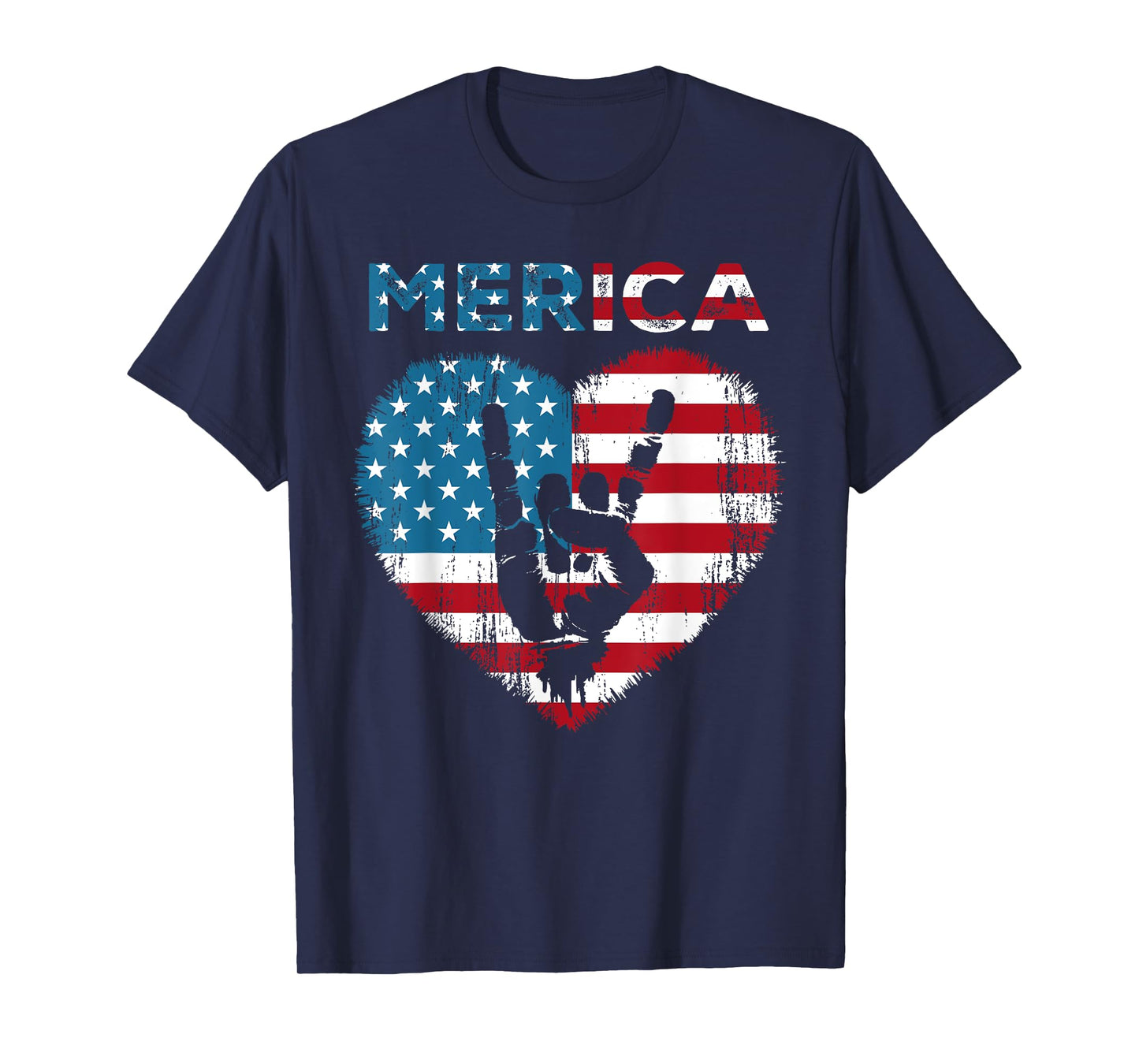 Merica Rock Sign 4th of July American Flag USA Men Women T-Shirt