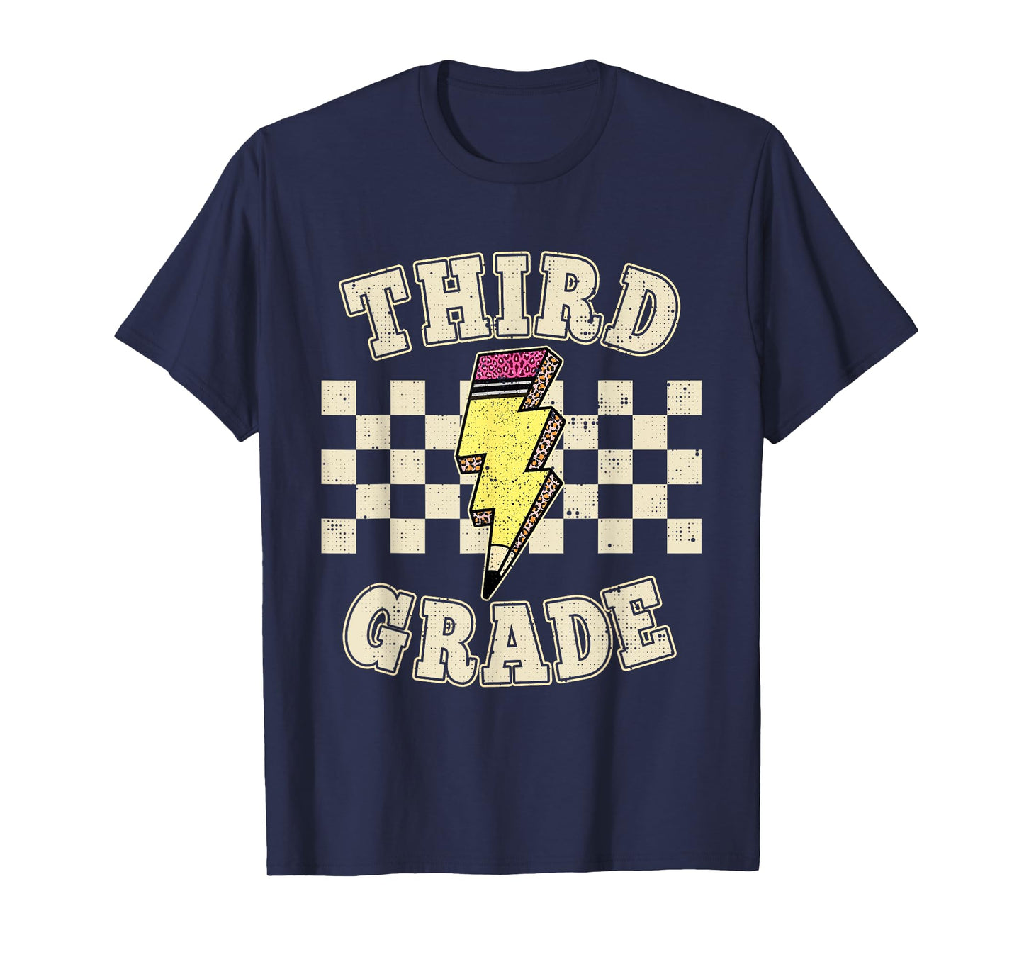 Retro Third Grade Teacher Lightning Bolt Pencil Teacher Kids T-Shirt
