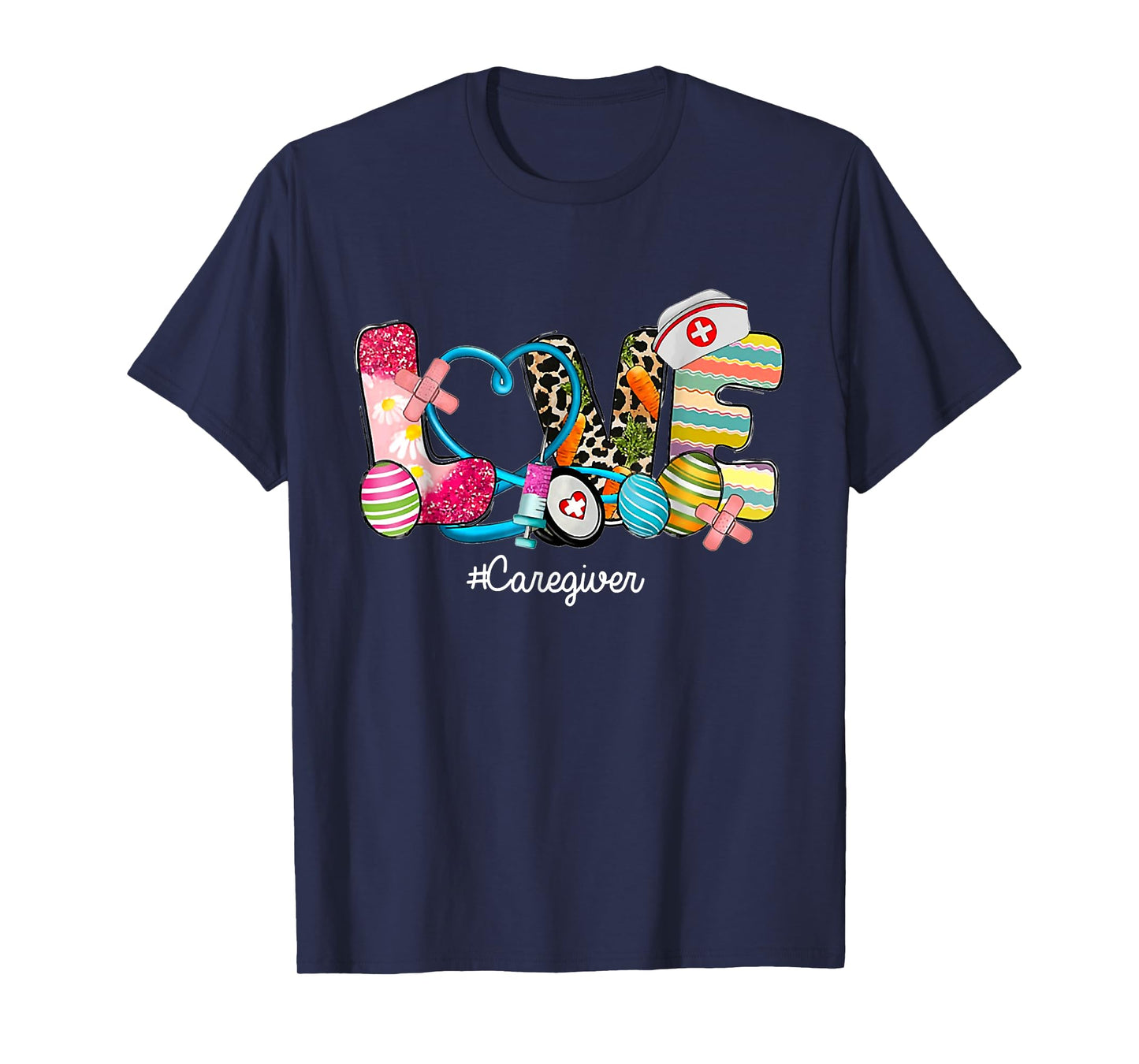LOVE Stethoscope Scrub Caregiver Nurse Life Easter Day T-Shirt