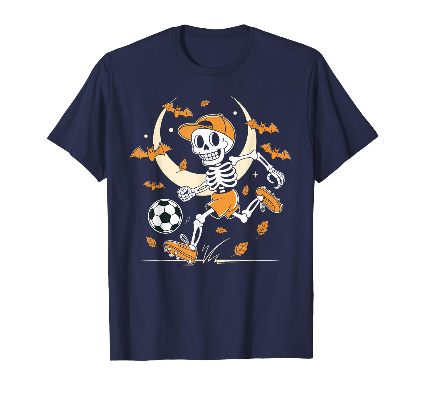 Funny Skeleton Soccer Men Boys Kids Halloween Costume T-Shirt