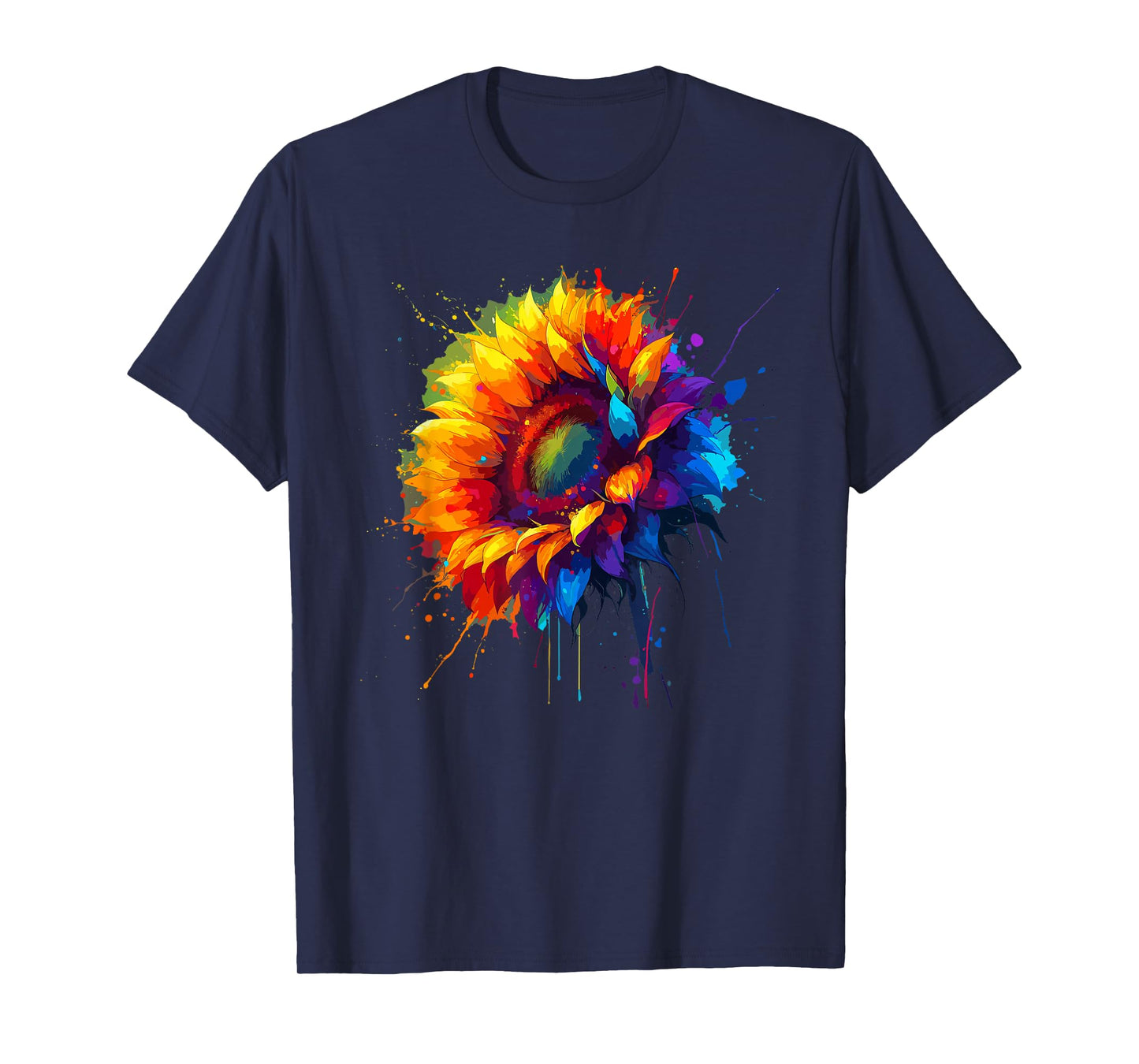 Splash Art Sunflower Flowers Sunflowers T-Shirt