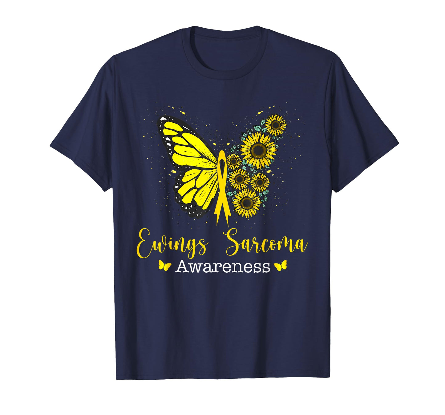 Ewings Sarcoma Cancer Awareness Butterfly & Sunflower T-Shirt