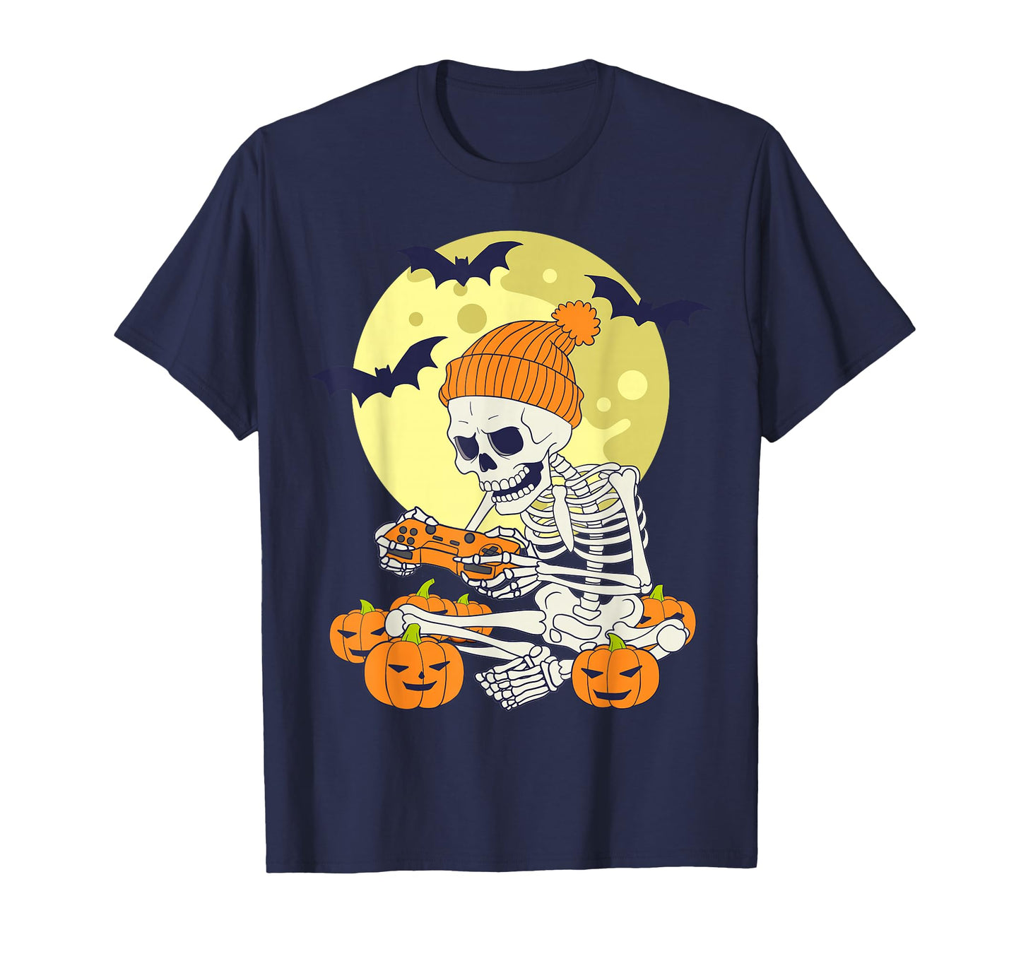 Funny Halloween Skeleton Gamer Video Games Boys Mens Gaming T-Shirt