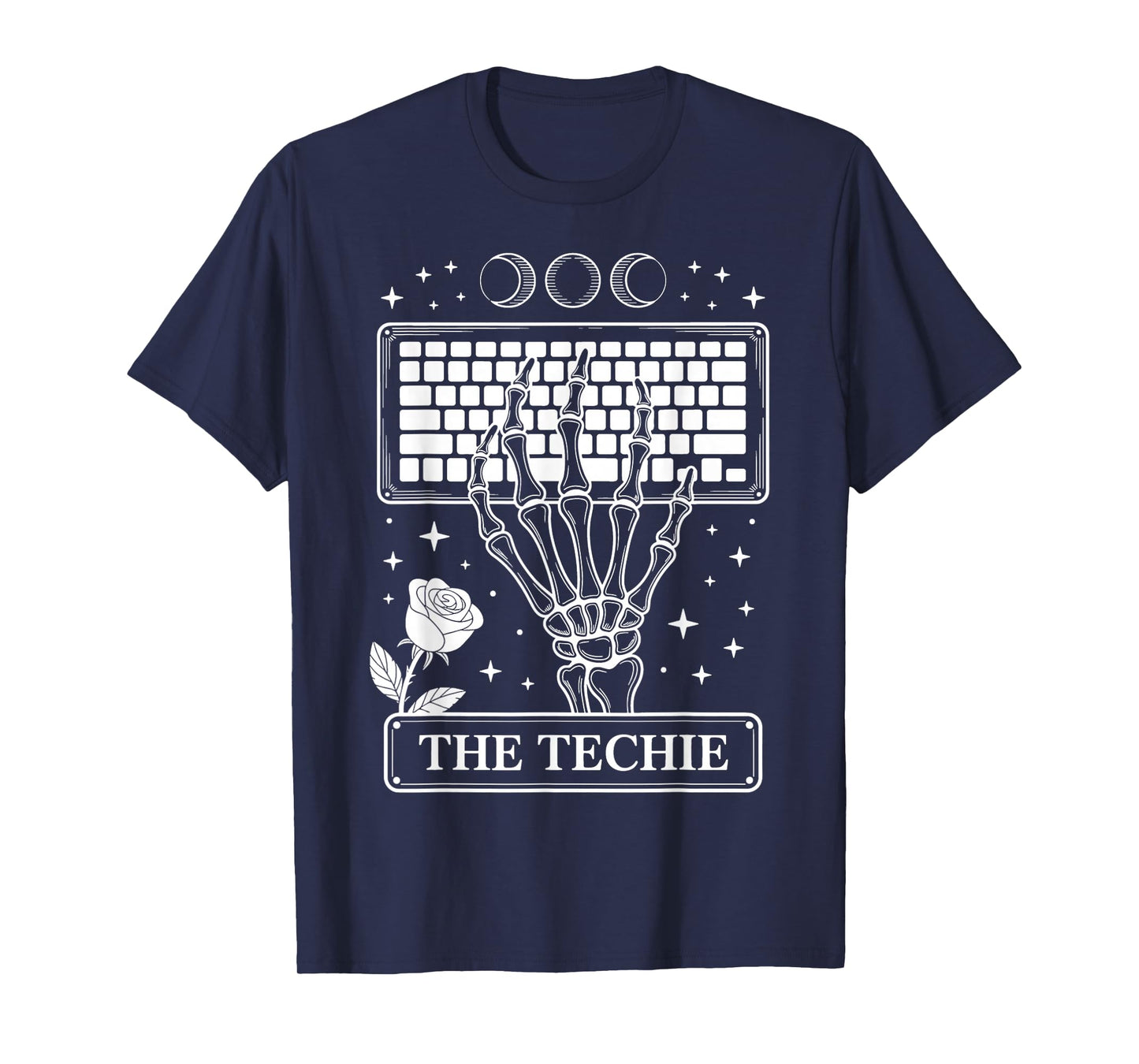 The Techie Skeleton Keyboard Tarot Design T-Shirt