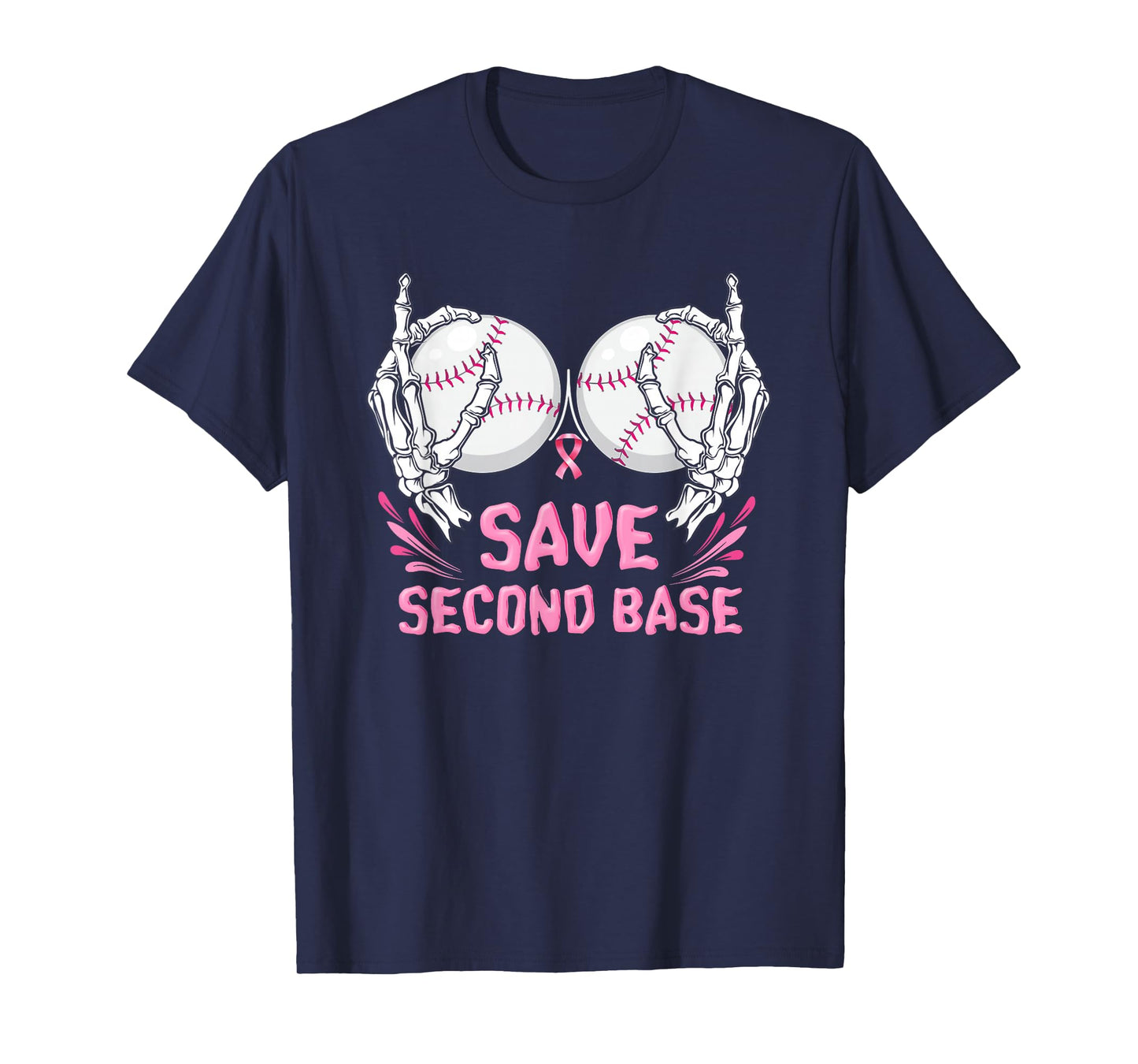 Womens Save Baseball Boobs Softball Funny Breast Cancer T-Shirt