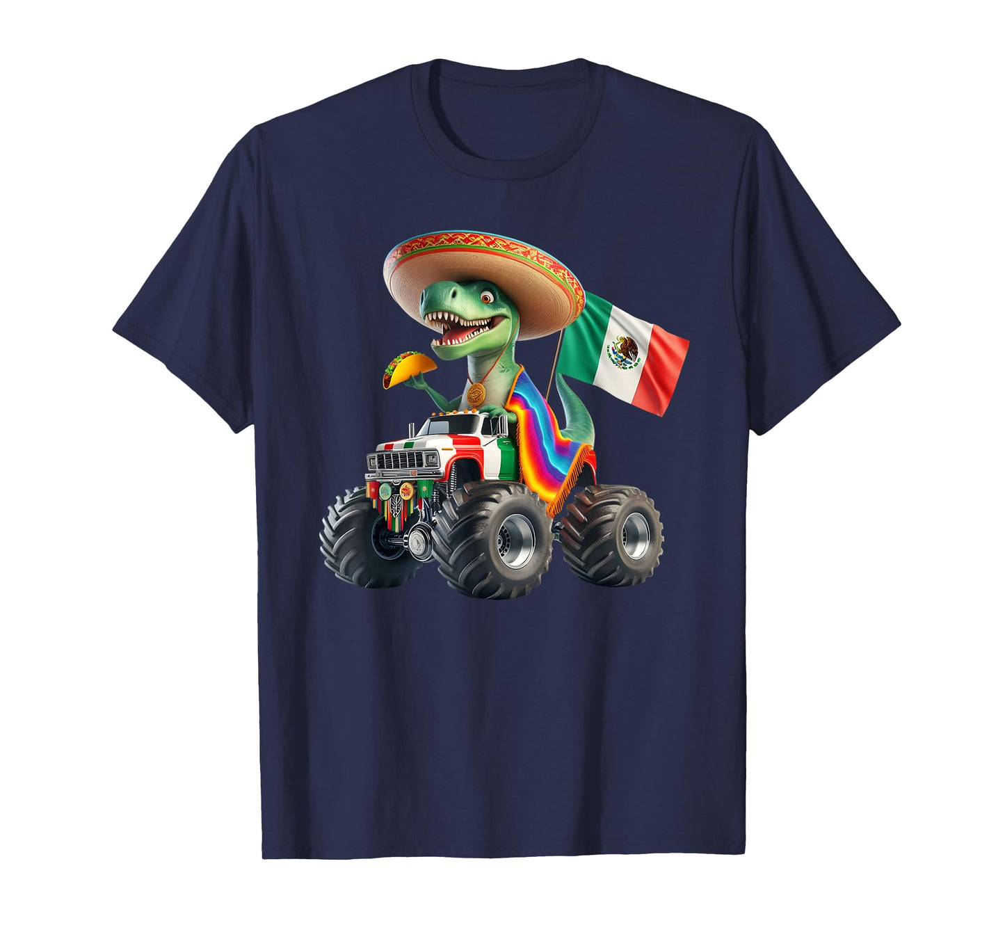 Funny Dinosaur Taco Monster Truck Cinco De Mayo Viva Mexico T-Shirt
