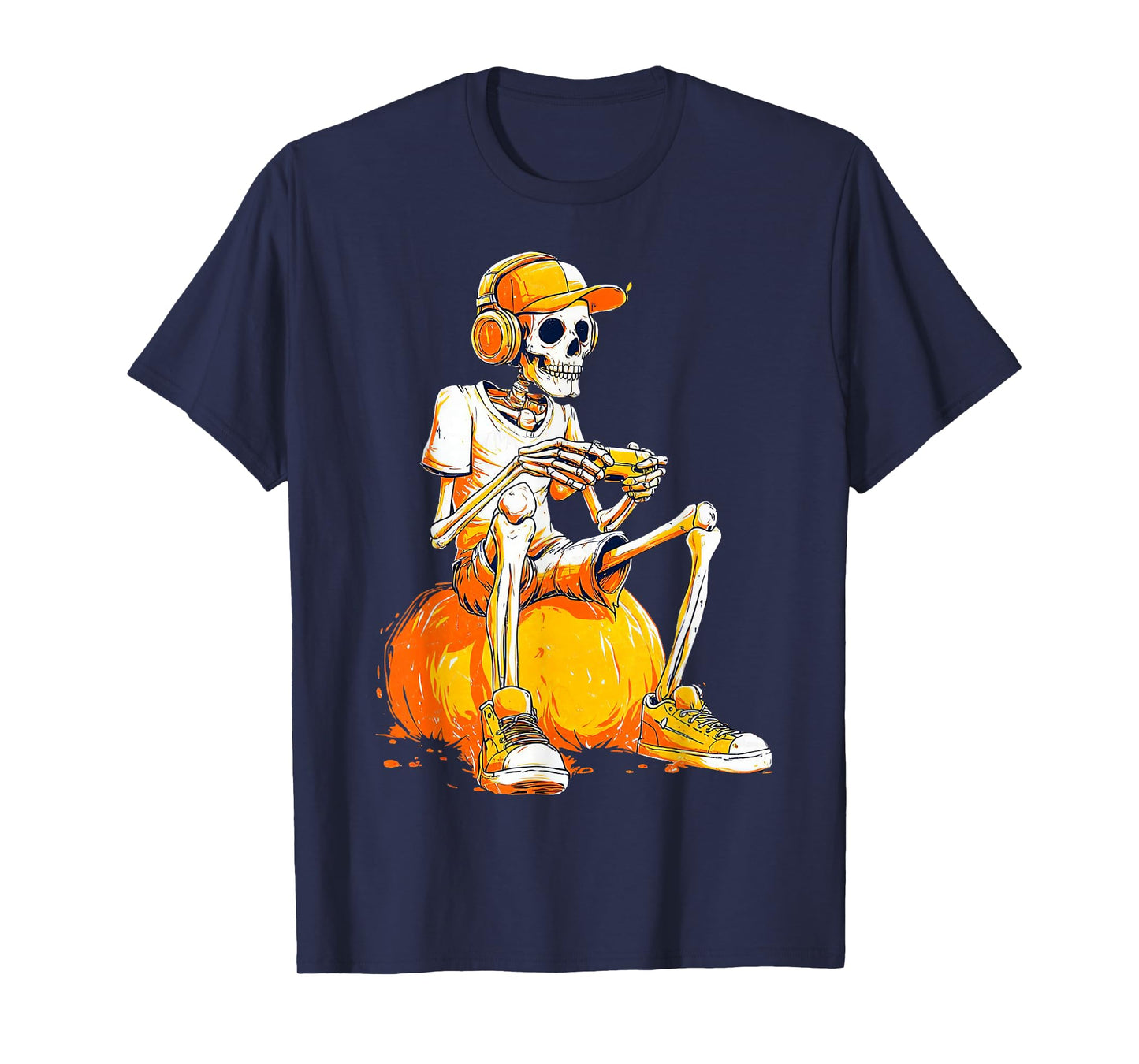 Halloween Skeleton Gamer Video Gaming Boys Men Kids T-Shirt
