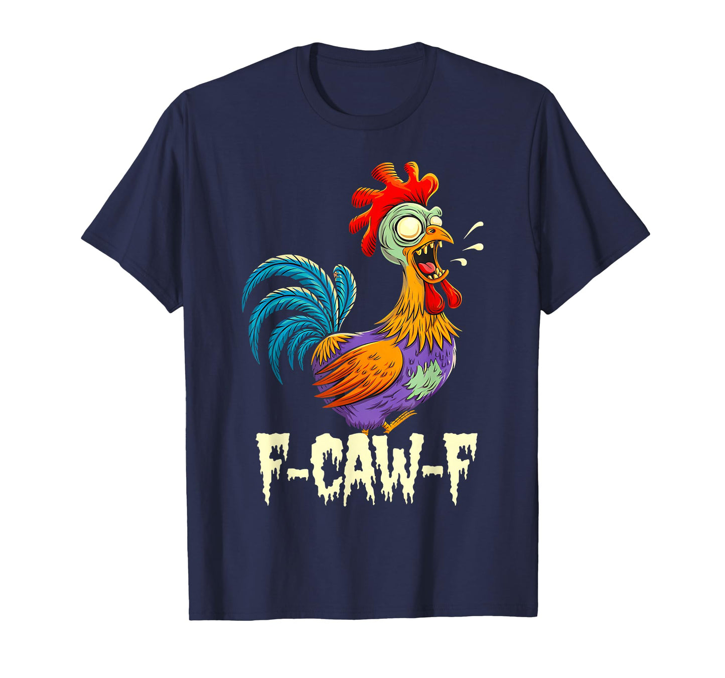 Spooky Rooster F-CAW-F Chicken Creepy Halloween Farmyard T-Shirt