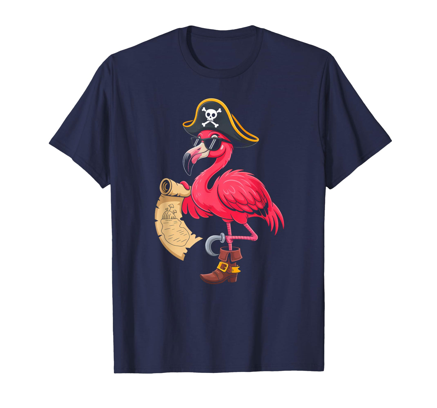 Cute Pink Flamingo Pirate Women Girls Kids Halloween Costume T-Shirt