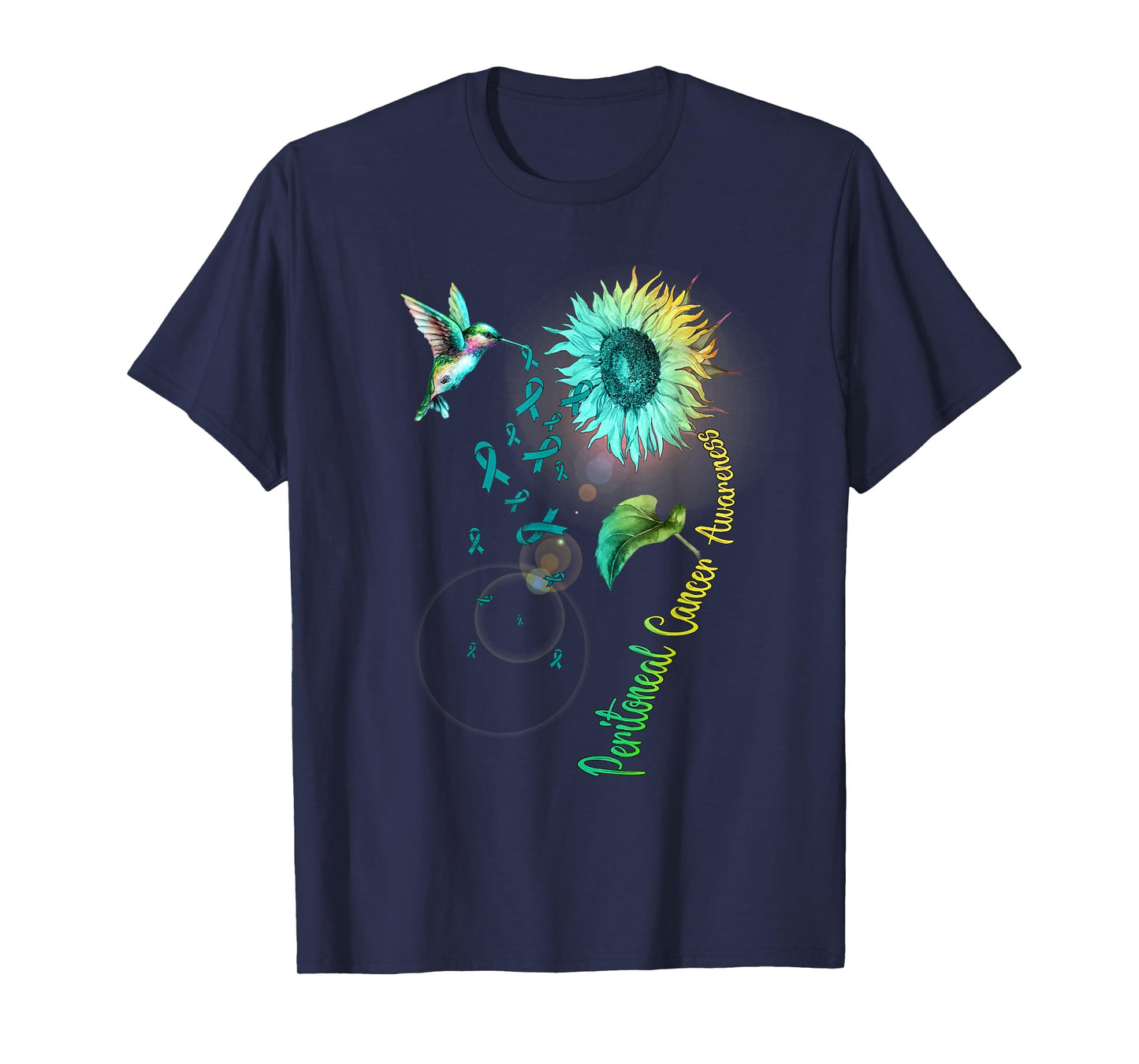 Peritoneal Cancer Sunflower Hummingbird T-Shirt