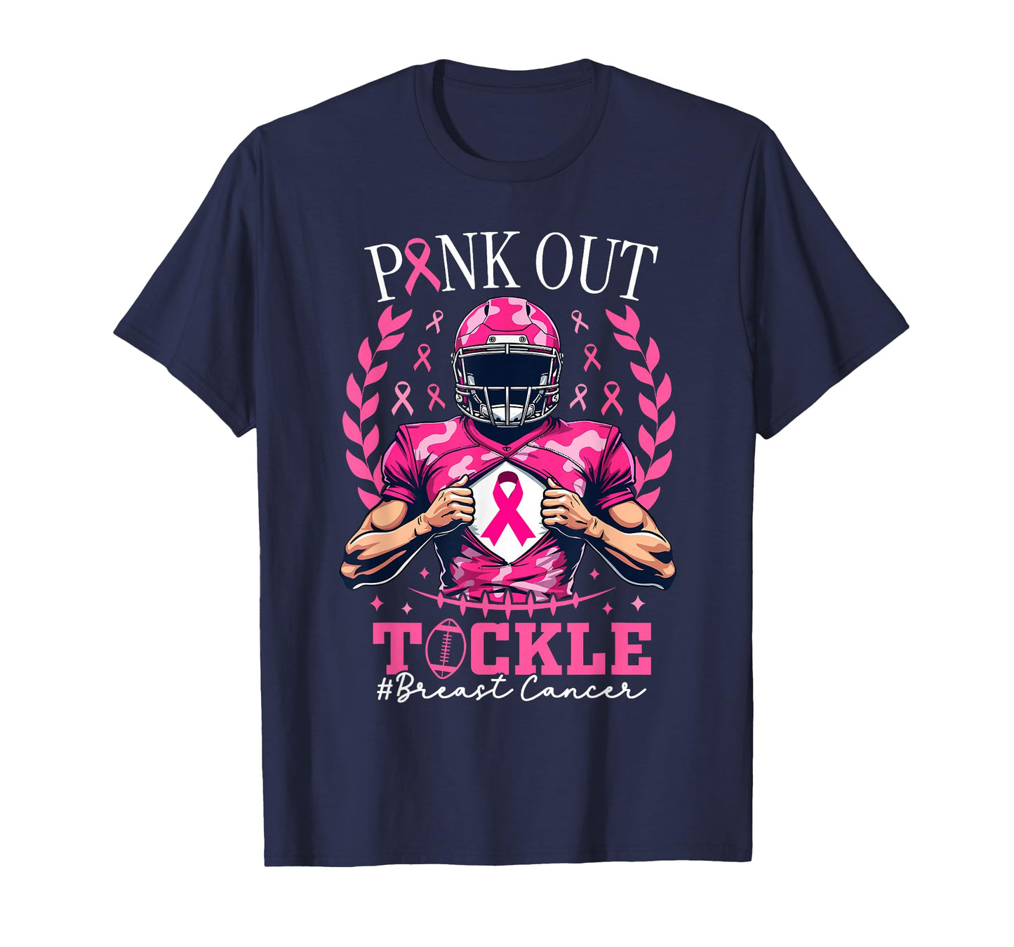 Pink Out Tackle American Football Breast Cancer Awareness T-Shirt