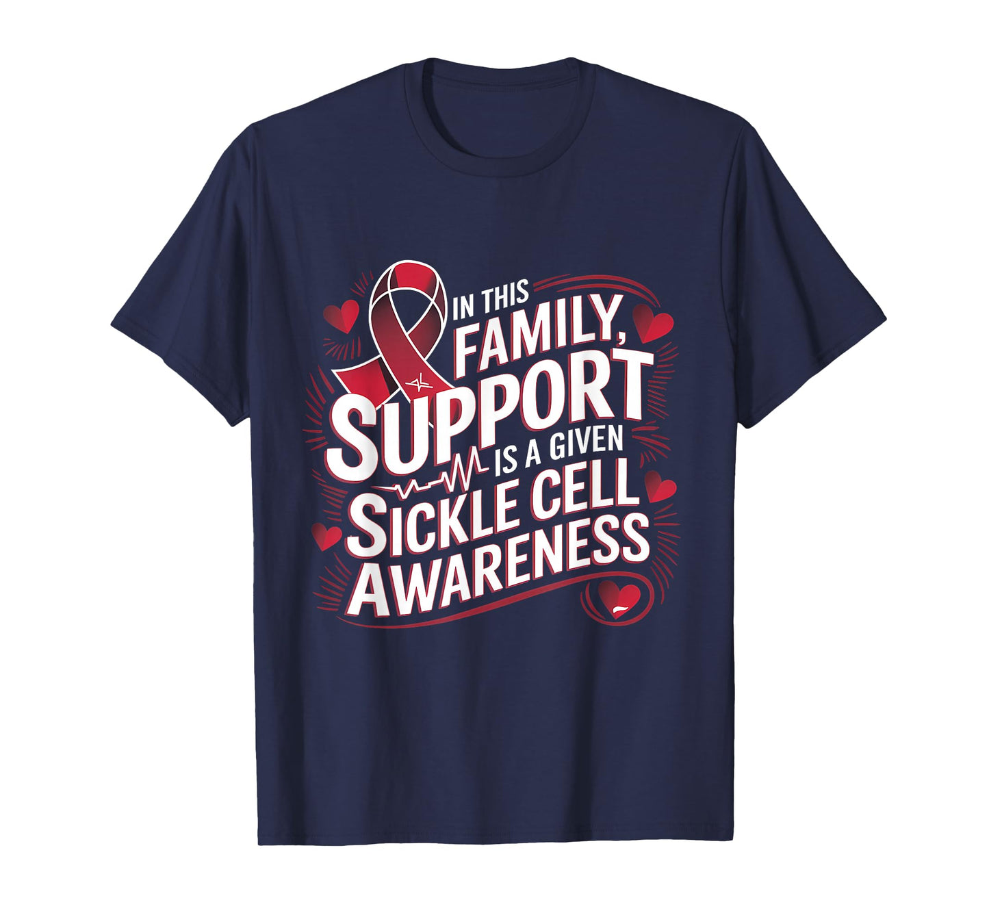 Sickle Cell Awareness Month Family Support Burgundy Ribbon T-Shirt