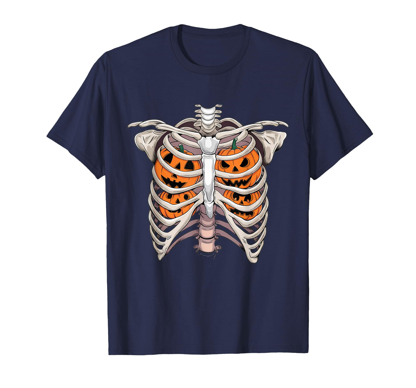 Funny Ribcage Pumpkins Skeleton Halloween Rib Spooky Season T-Shirt