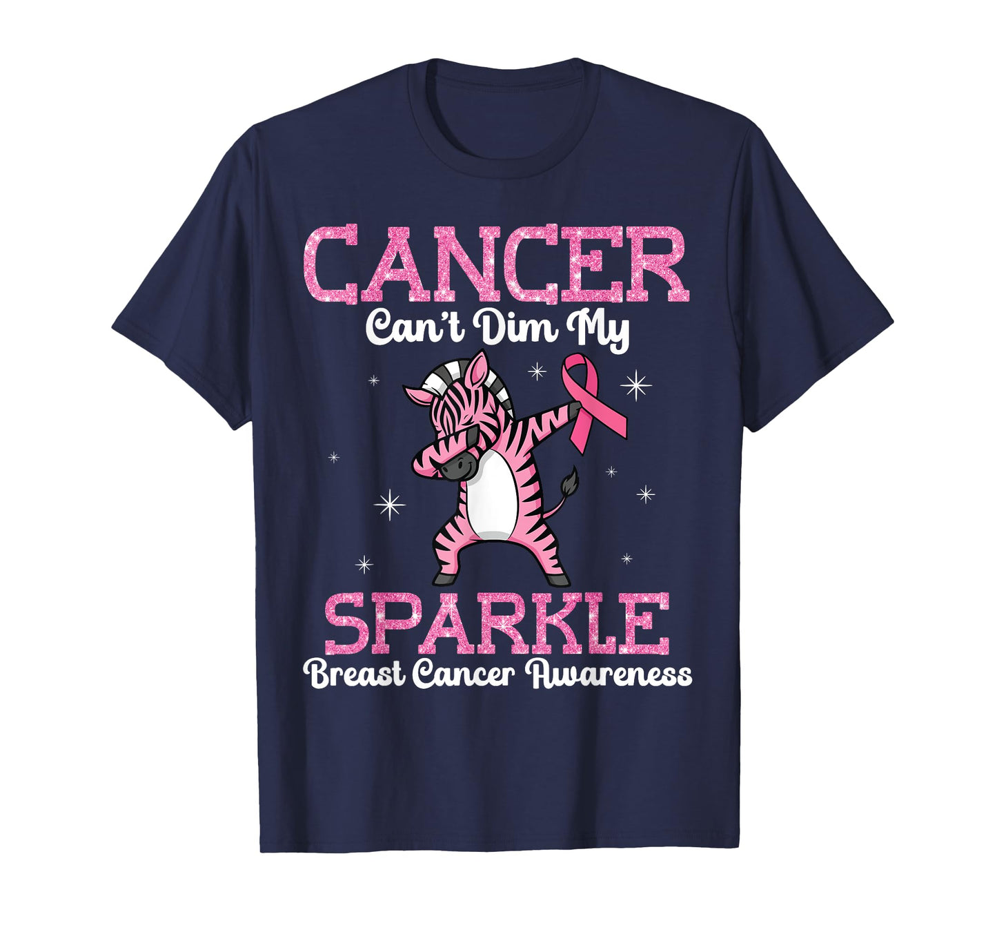 Zebra Dabbing Cancer Can’t Dim Me Breast Cancer Awareness T-Shirt