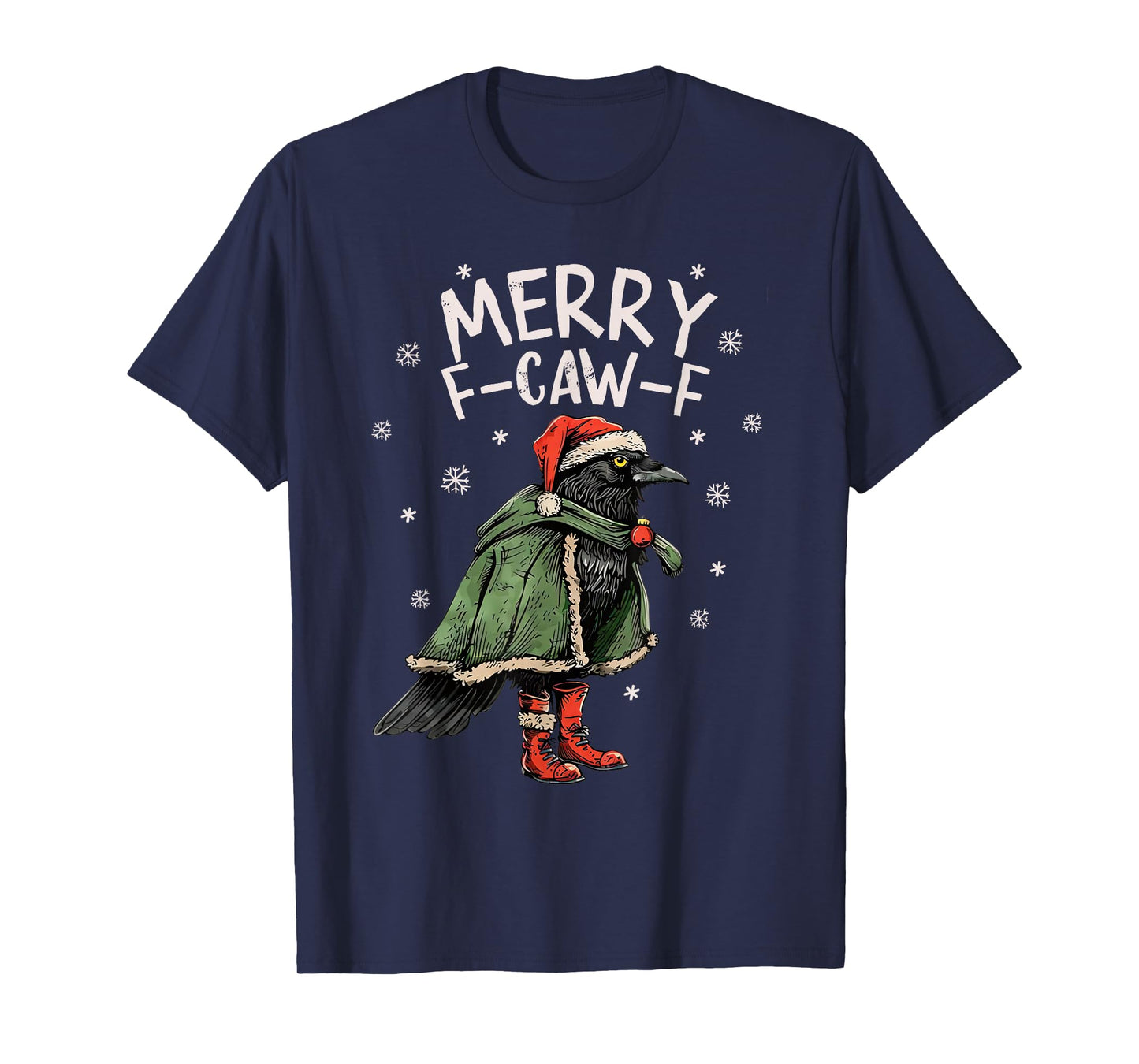 Funny Raven Merry F-Caw-F Gothic Crow Christmas Adult Humor T-Shirt