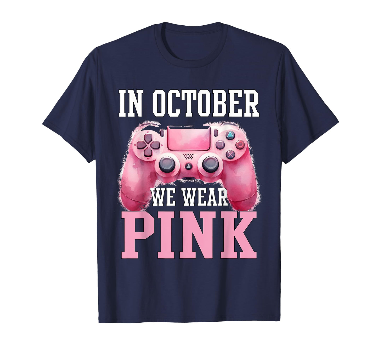 In October We Wear Pink Breast Cancer Gaming Kids Boys Youth T-Shirt