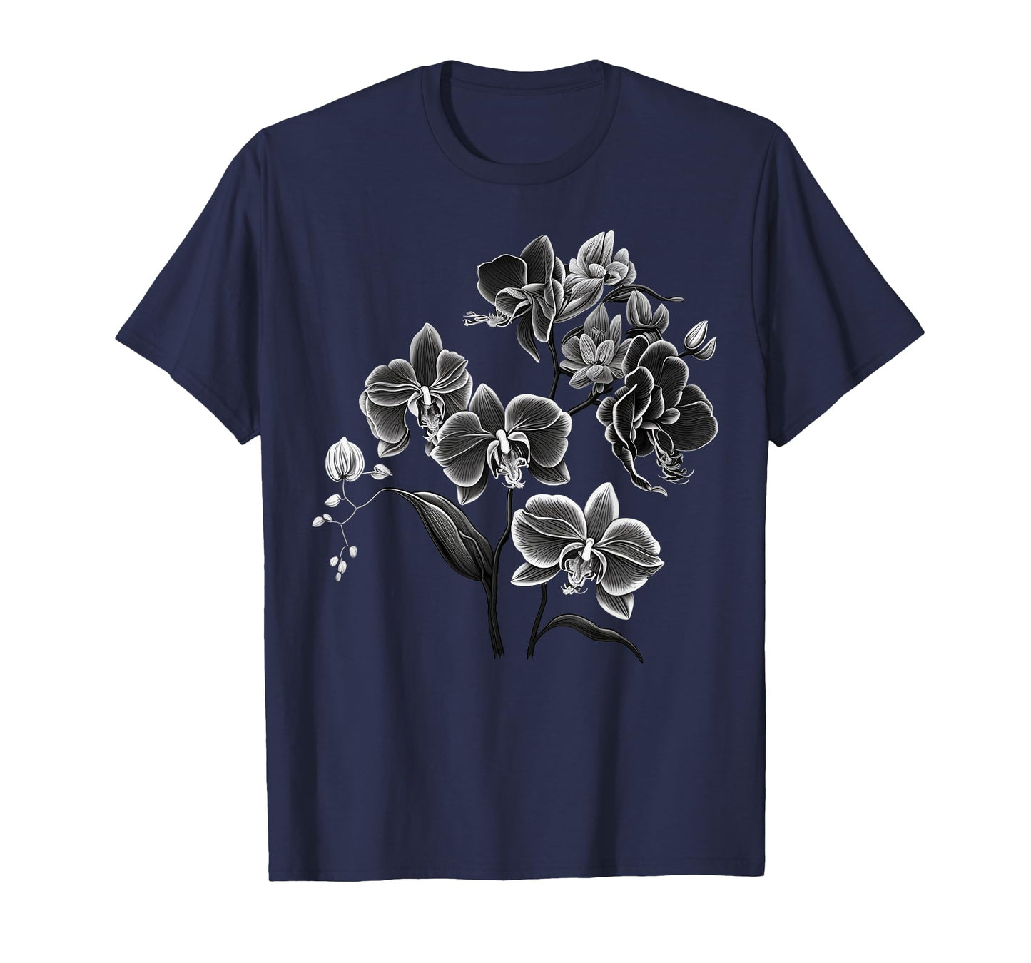 Simple Orchid Flower on black and white Orchid T-Shirt