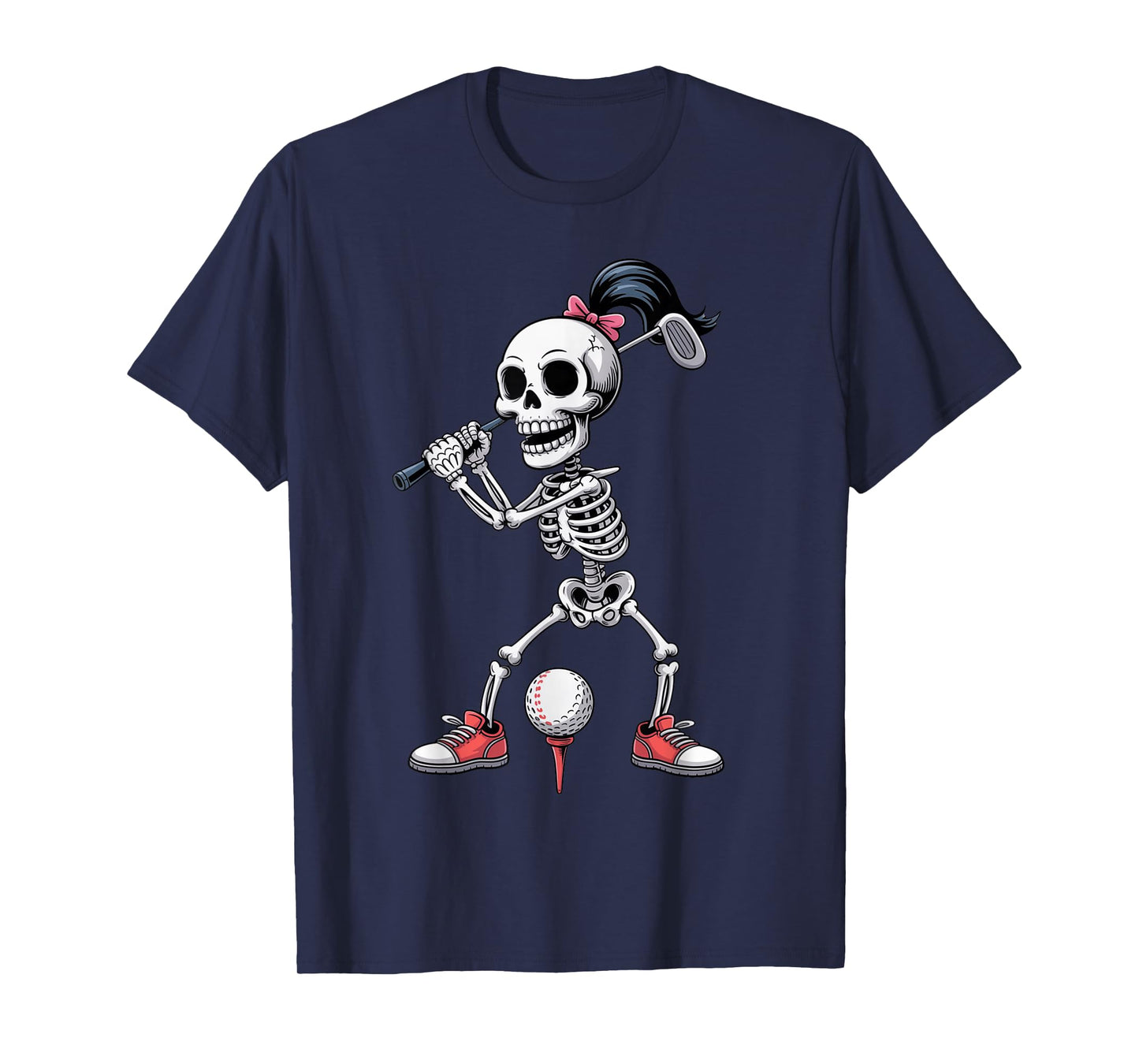Skeleton Golf Halloween Costume Funny Women Girls Kids T-Shirt