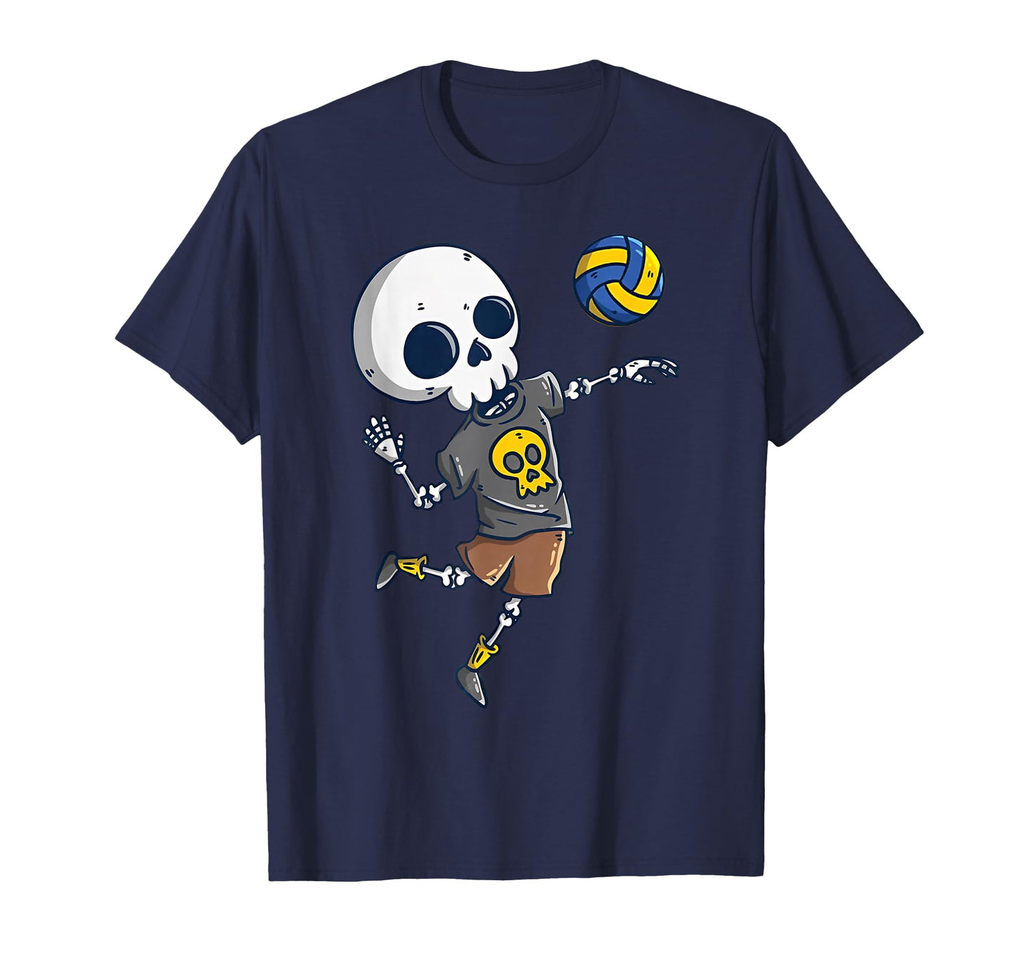 Boys Men Volleyball Player Skeleton Funny Halloween Party T-Shirt
