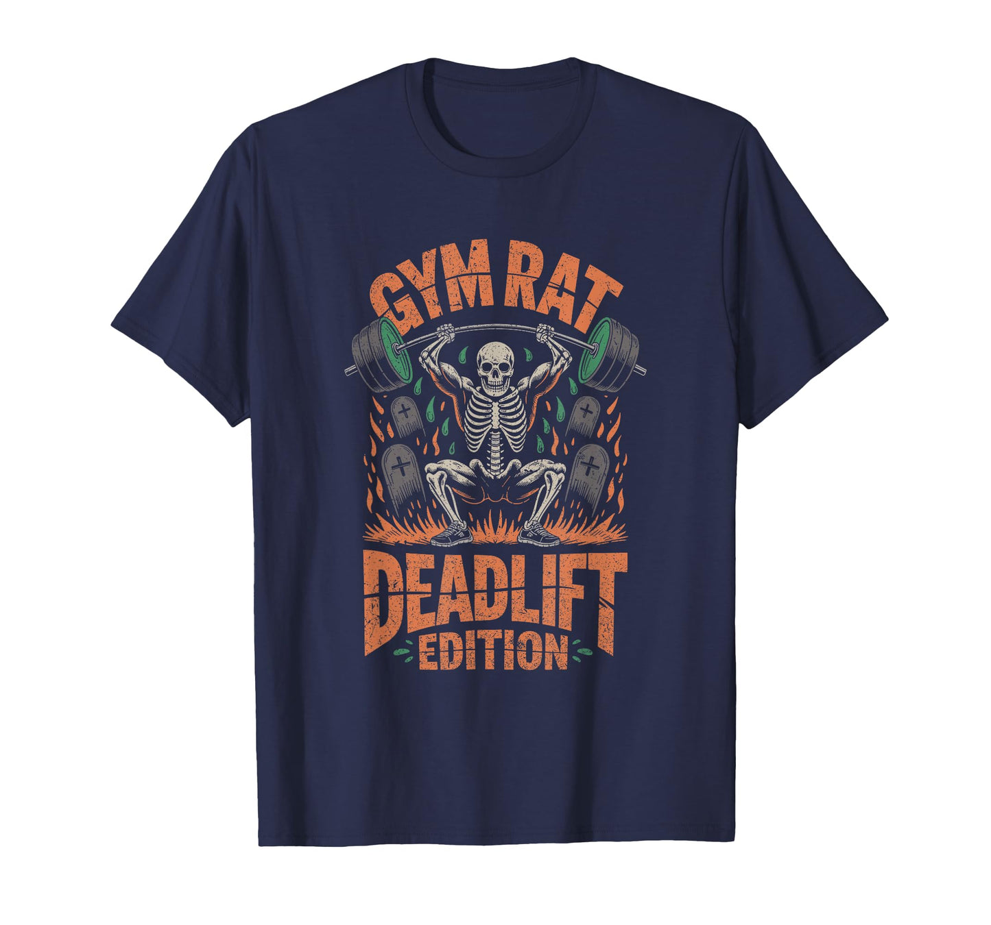 Skeleton Deadlift Gym Workout Halloween Spooky Season Funny T-Shirt