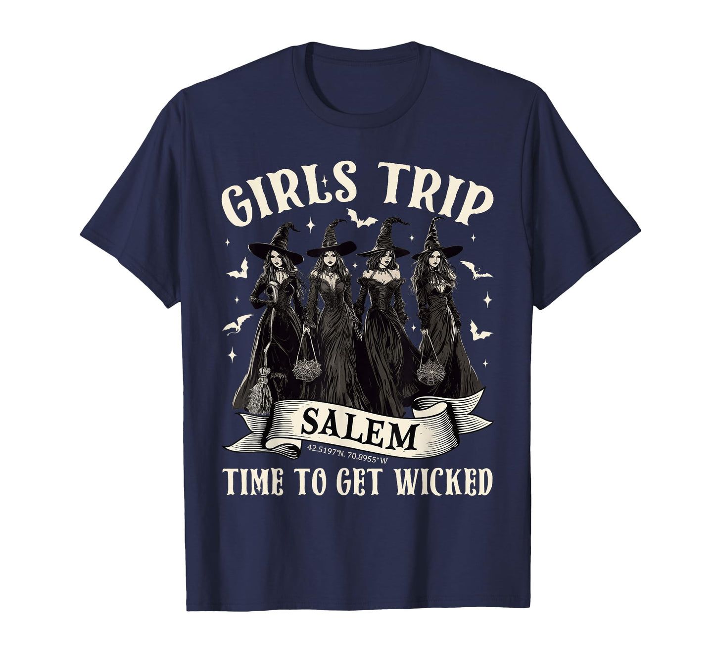 Girls Trip Salem Time To Get Wicked Halloween Witch Women T-Shirt