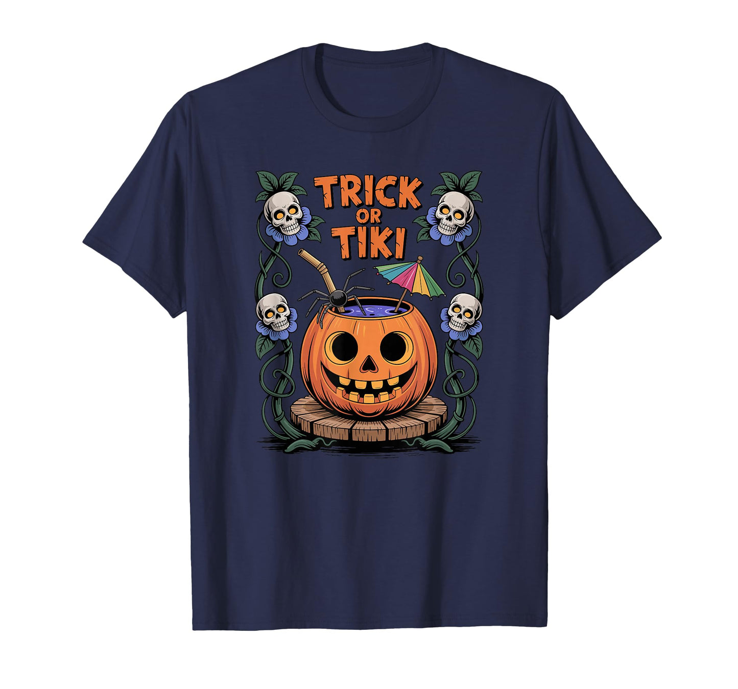 Trick Or Tiki Cute Summerween Halloween Pumpkin T-Shirt