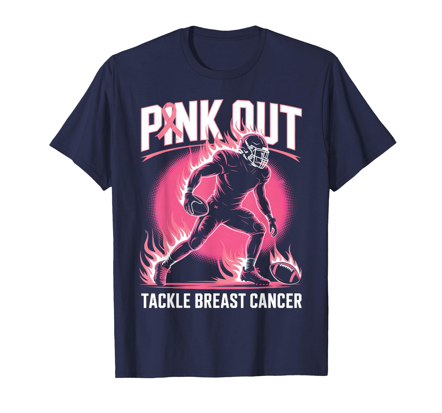 Pink Out Tackle Breast Cancer Team Support American Football T-Shirt