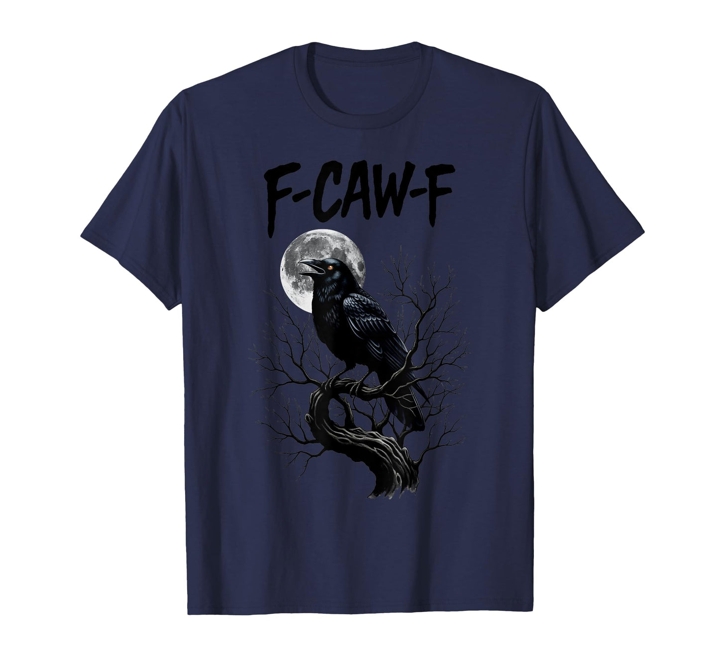 F Caw F Black Crow and Moon Gothic Crow Forest Art Tee T-Shirt