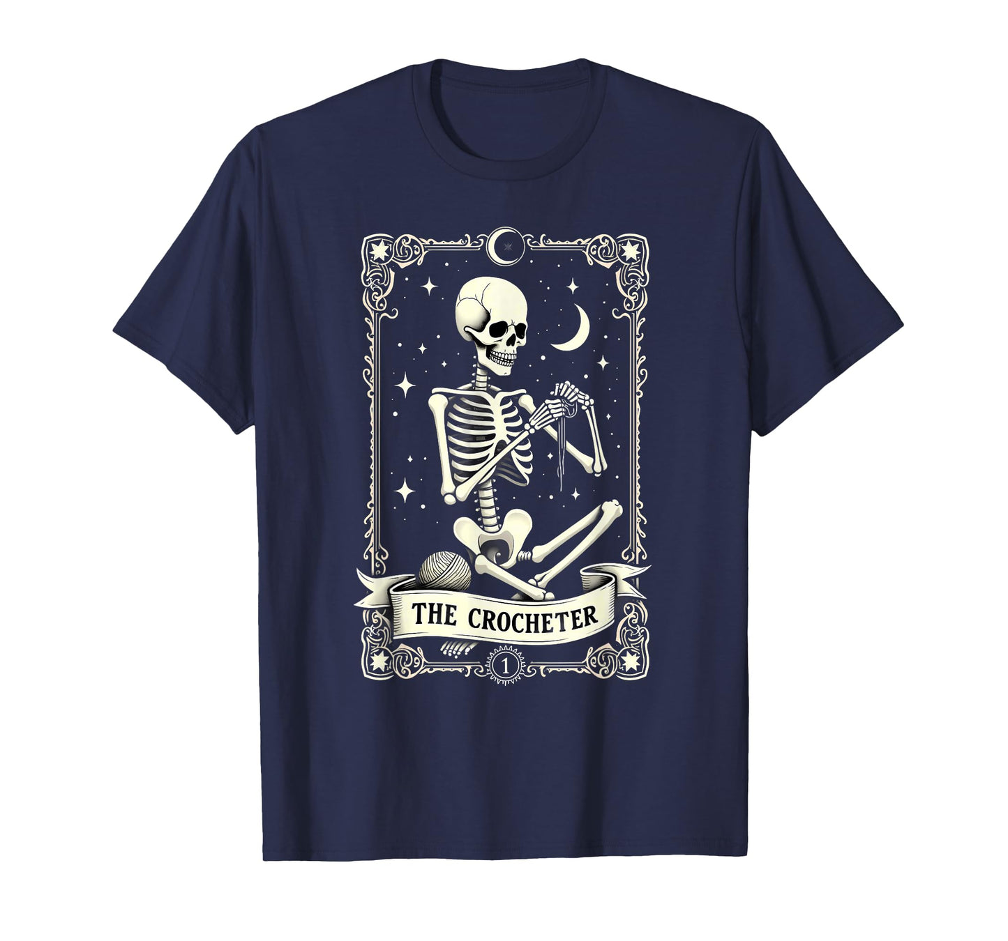 Gothic Tarot Card Crocheter Skeleton Halloween Quilter T-Shirt