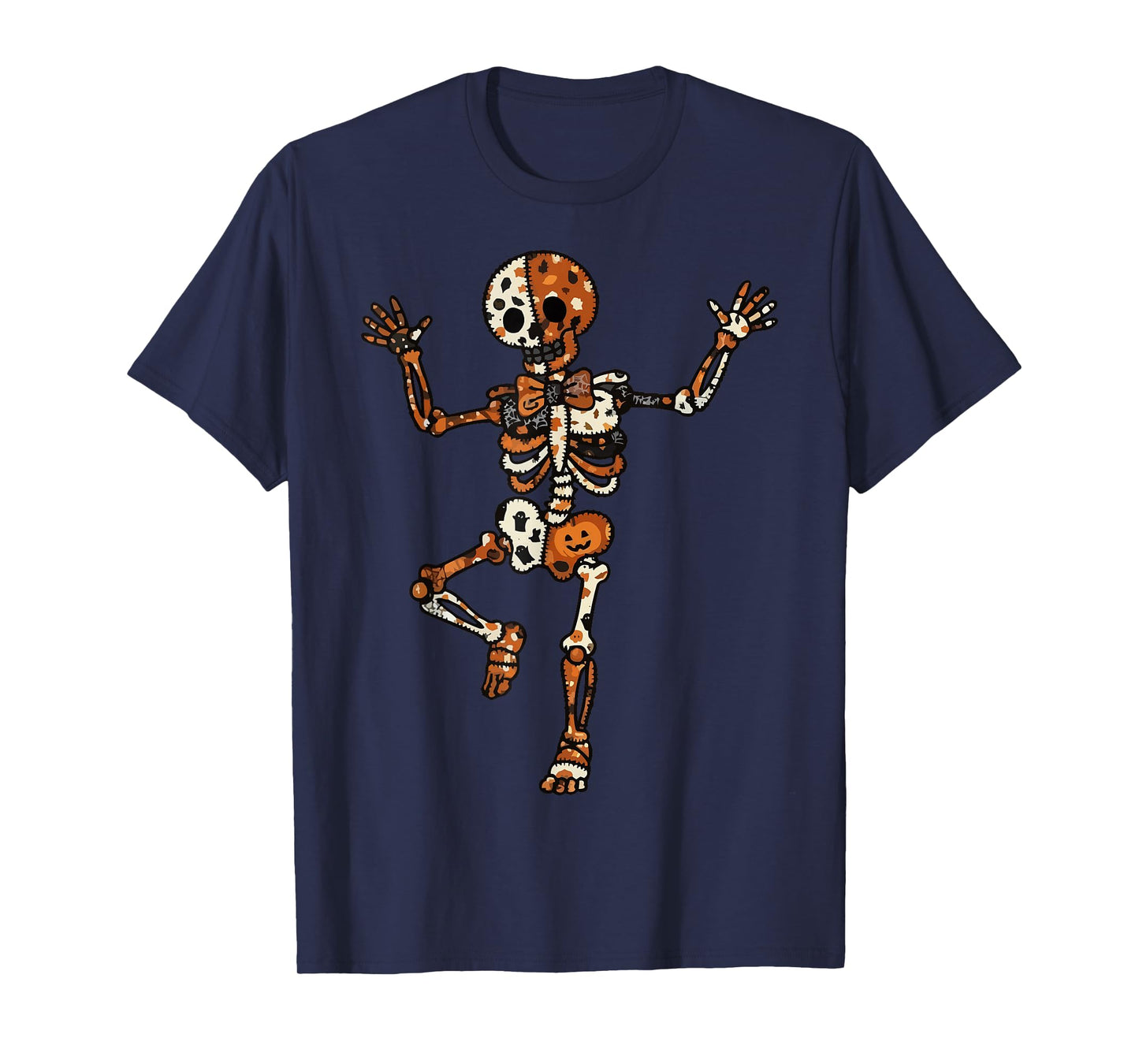 Halloween Patchwork Skeleton Spirit T-Shirt